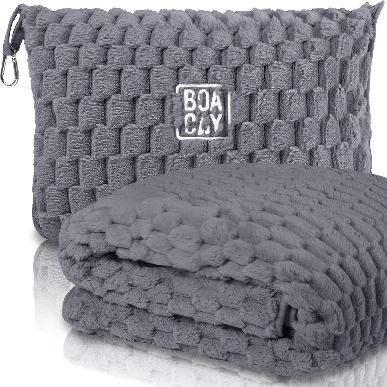 BOACAY Packable Travel Blanket for Airplane, Car – Compact Office Blanket – Portable Pillow for Adults, Kids with Case, Luggage Sleeve, Backpack Clip