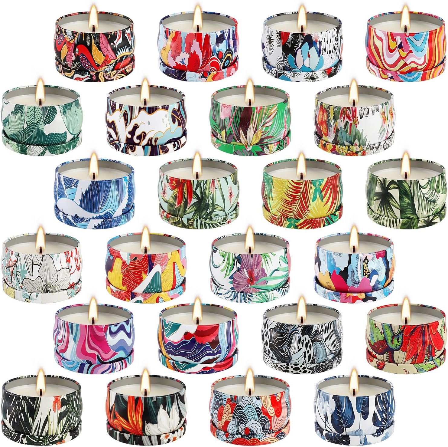 WPONSZU Set 24 Pack Scented Candles Gifts Soy Wax Travel Tin Jar Candles for Home 2.5 OZ jar Candles for Mom for Christmas, Birthday, Thanksgiving, Mother’s Day