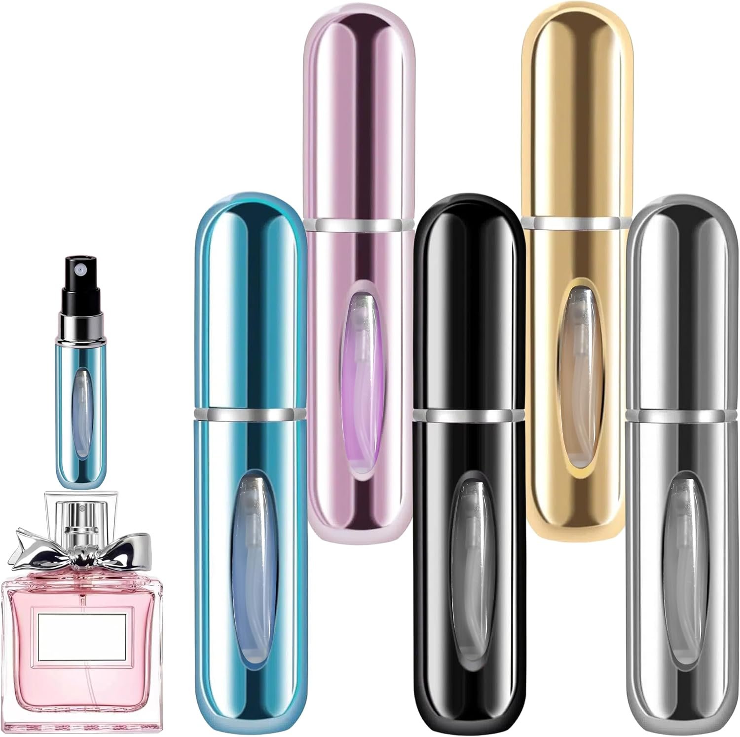 Portable Travel Perfume Bottle, 5ml Refillable, View Window