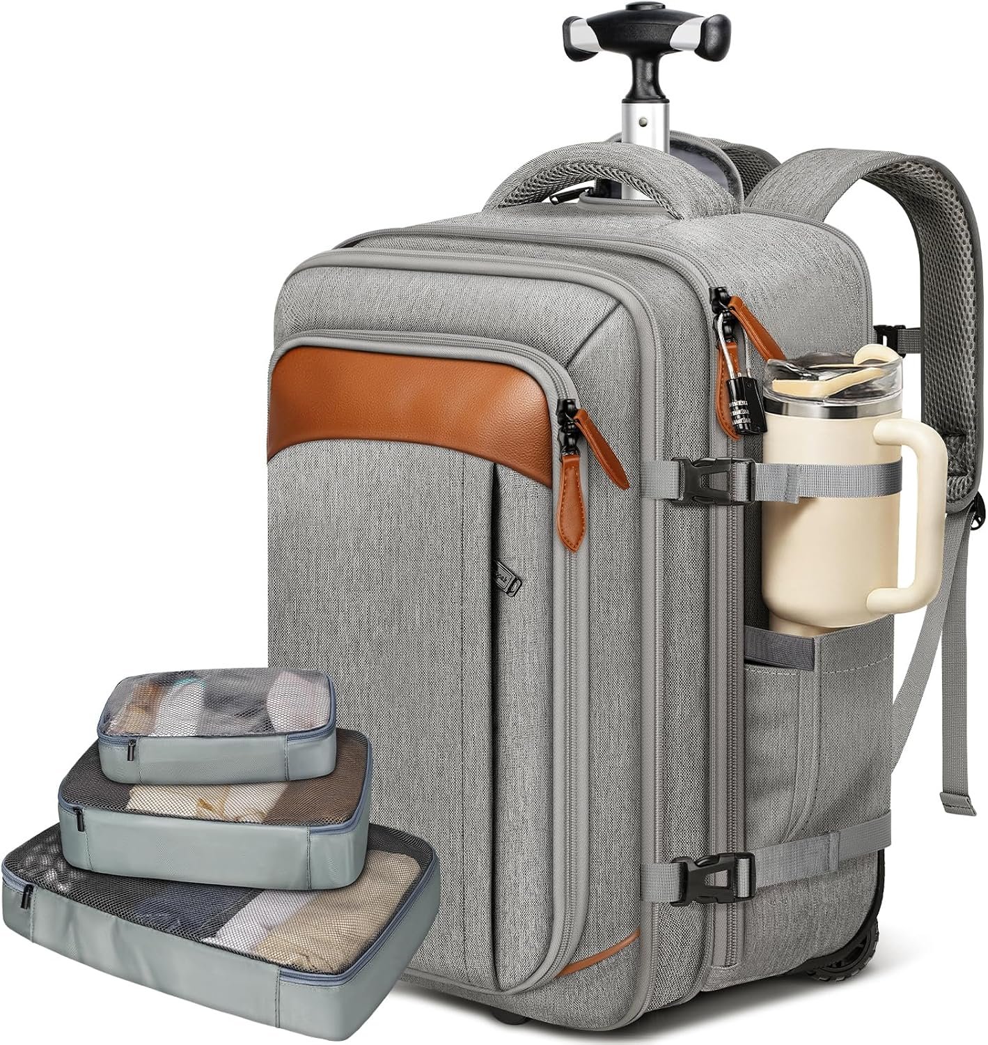 Vancropak Travel Rolling Backpack with Wheels, Airline Approved Roller Bag