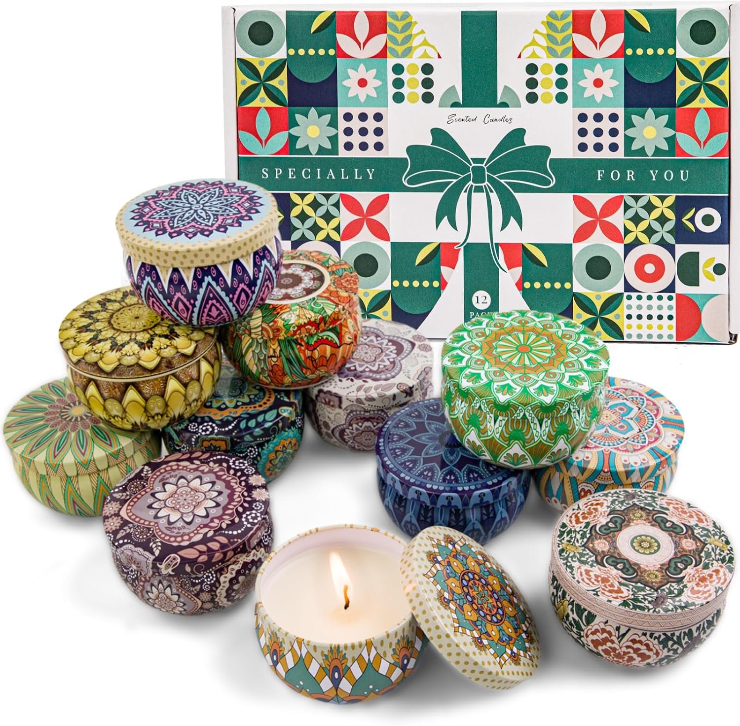Scented Candles Gift Set, 12 Pack Soy Wax Aromatherapy Candles