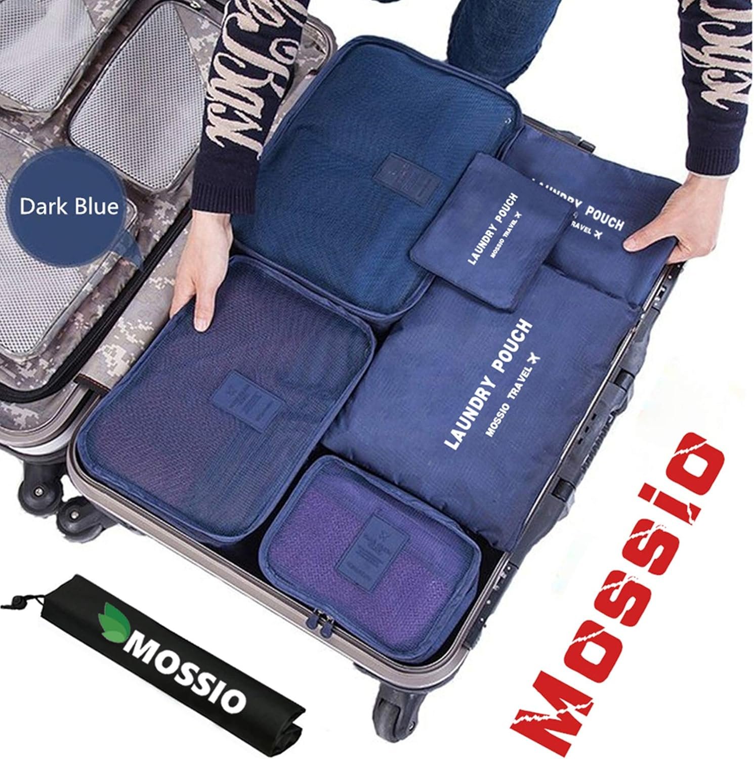 Mossio 7 Set Packing Cubes with Shoe Bag – Compression Travel Luggage Organizer