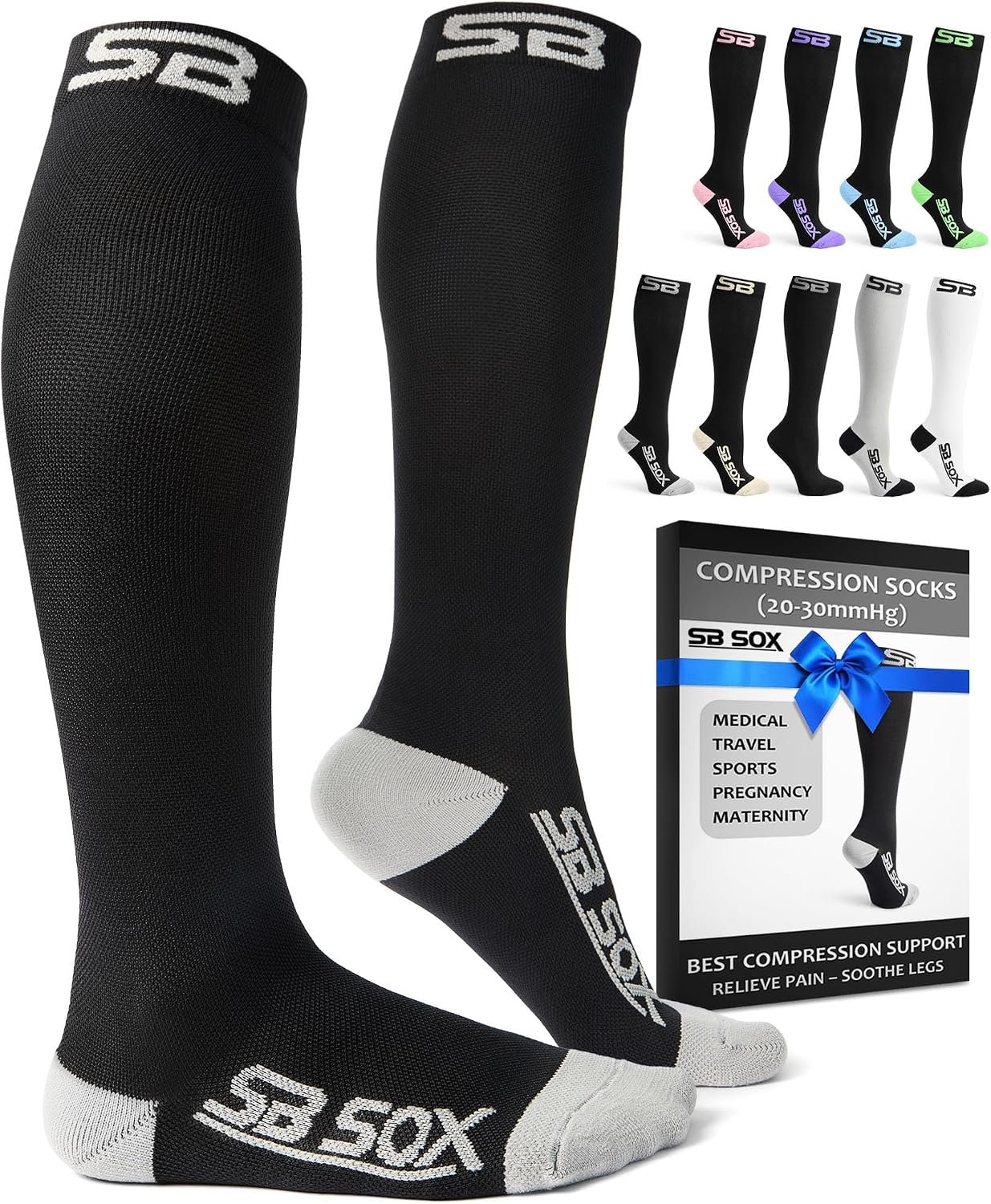 SB SOX Compression Socks for Men & Women (20-30mmHg)