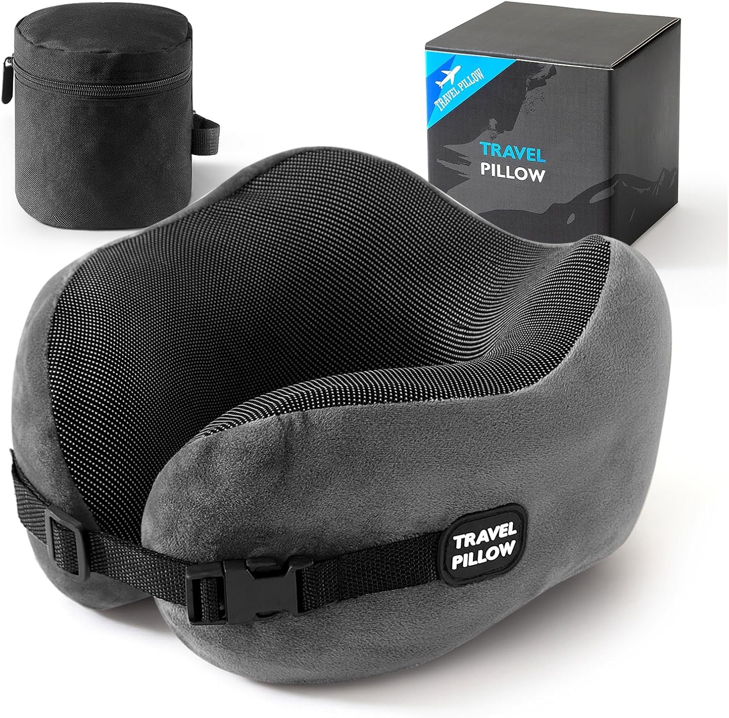 Neck Pillow Memory Foam Adjustable Clasp for Airplane Travel