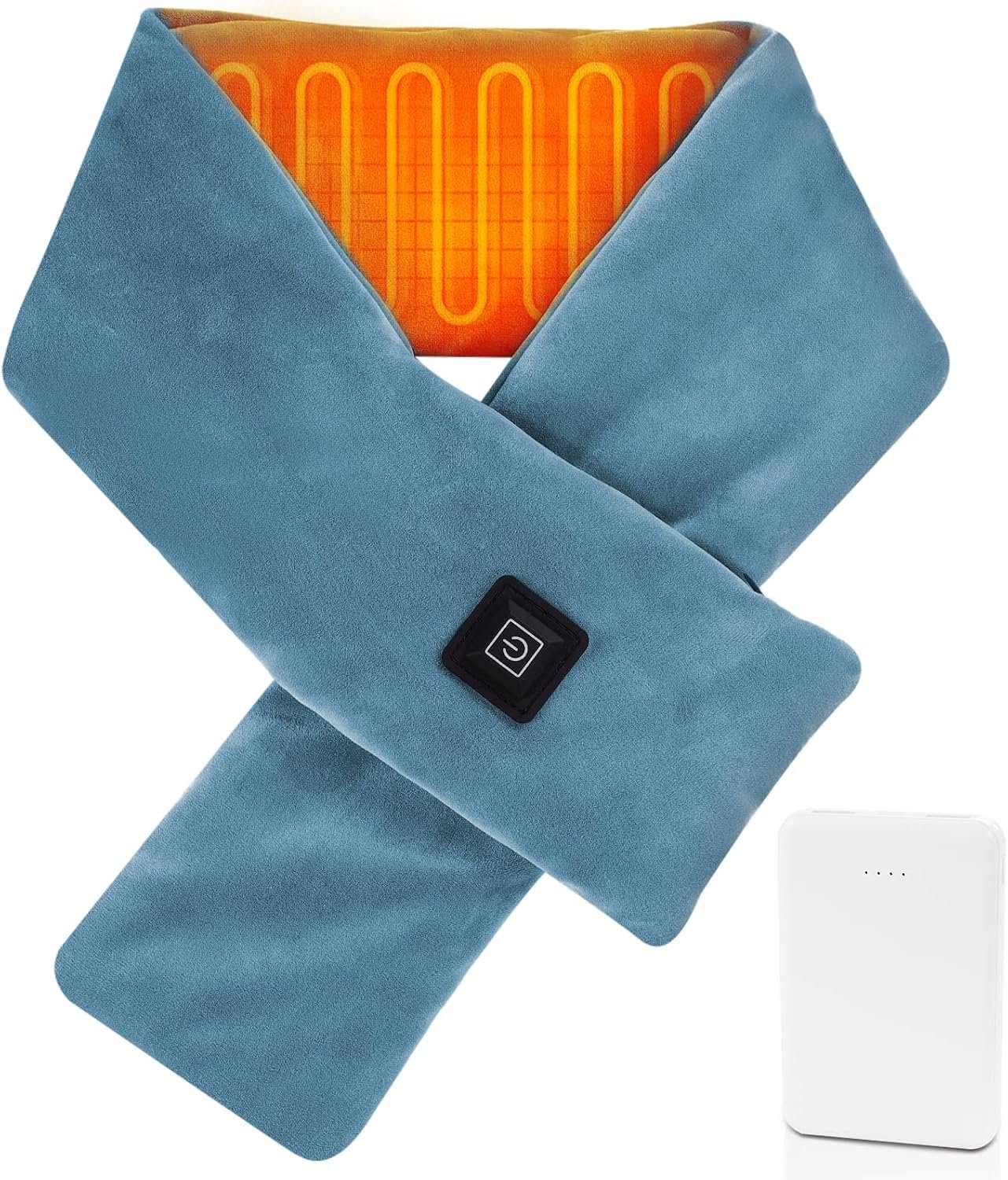 Heated Scarf Neck Heating Pad, Heated Neck Wrap for Neck Pain Relief, USB Heating Scarf Electric Heated Neck Warmer with 5000mAh Power Bank and 3 Heating Levels