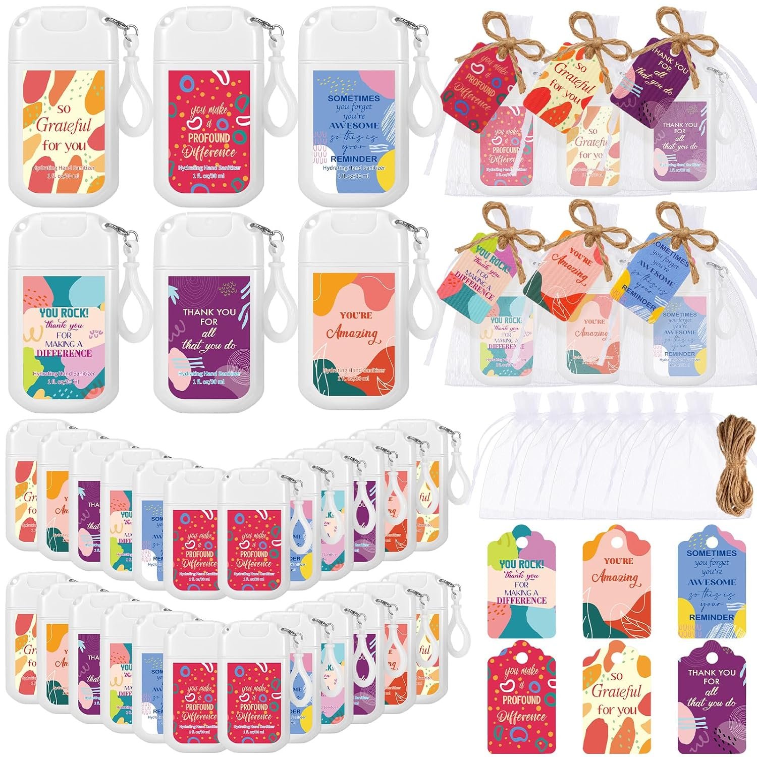 Frienda 24 Set Hand Sanitizer Spray Keychain Gifts for Teachers, White