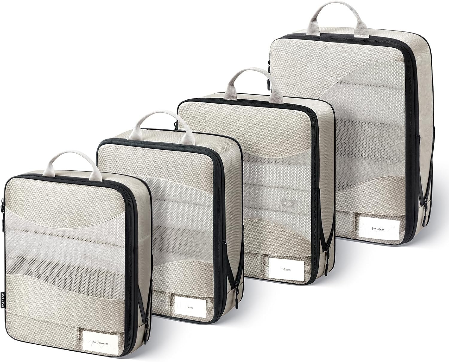 TOPEAST Compression Packing Cubes 4 Set Suitcase Organizer Bags for Travel