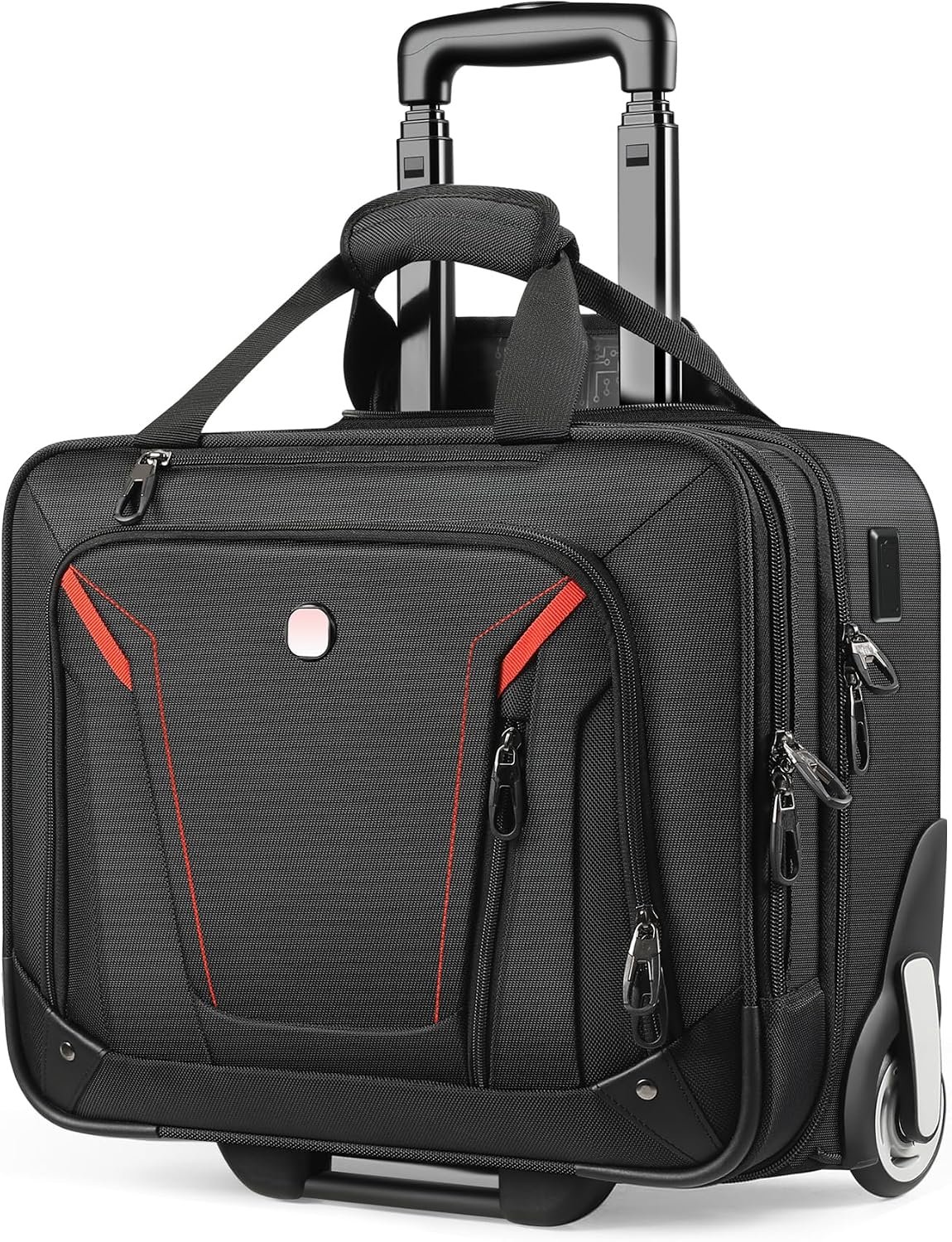 star cloud Rigid Frame Rolling Laptop Bag 18″×14″×8″, Water-Resistant Rolling Briefcase with Wheels, Business Travel Computer Bag, Underseat Carry on Luggage for Men & Women