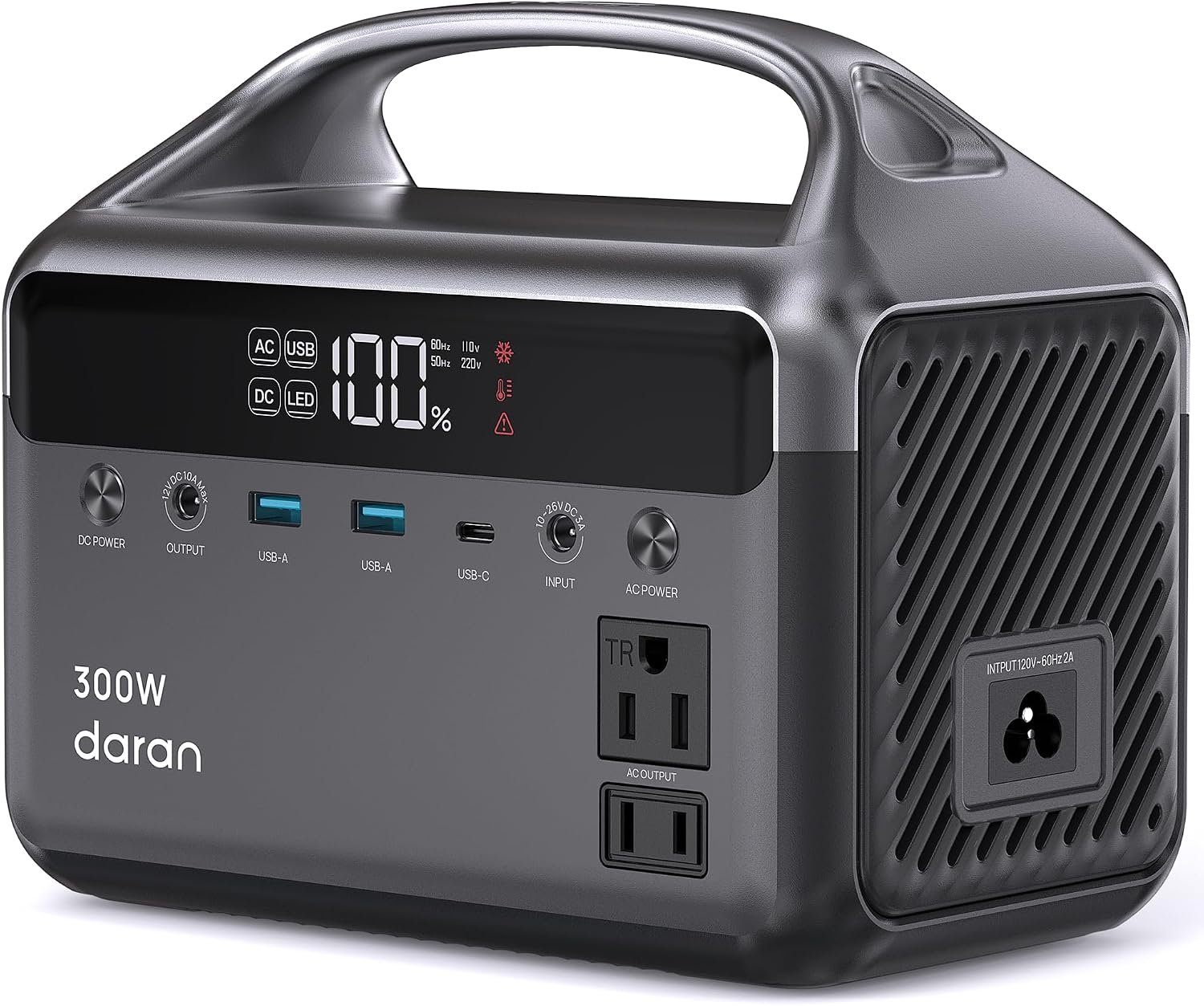 DaranEner Portable Power Station, 300W (Surge 600W) 192Wh Power Bank with 110V AC Outlet, LiFePO4 Battery for Home Emergency, Camping, Travel,& Outdoor Electronics(Option Solar Generator)