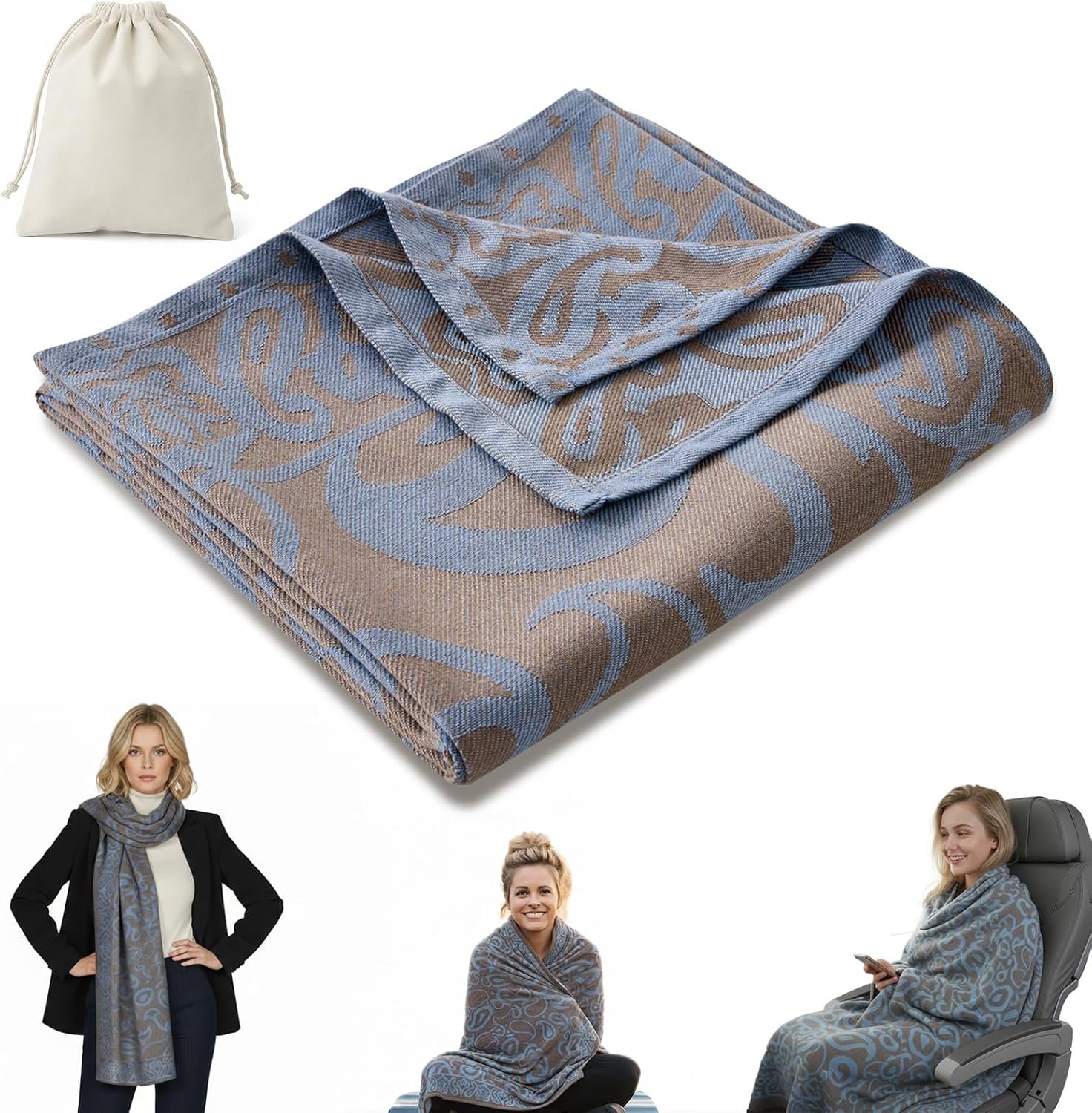 Travel Blanket Airplane – Ultra Soft & Lightweight Knit Design
