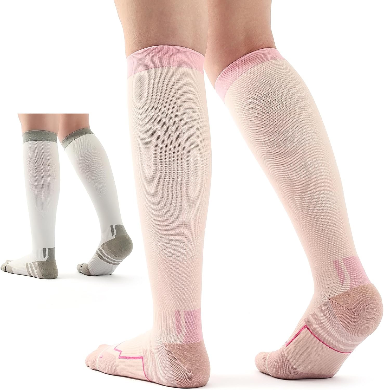 Jeasona 2 Pairs Copper Compression Socks for Women Men 15–20 mmHg