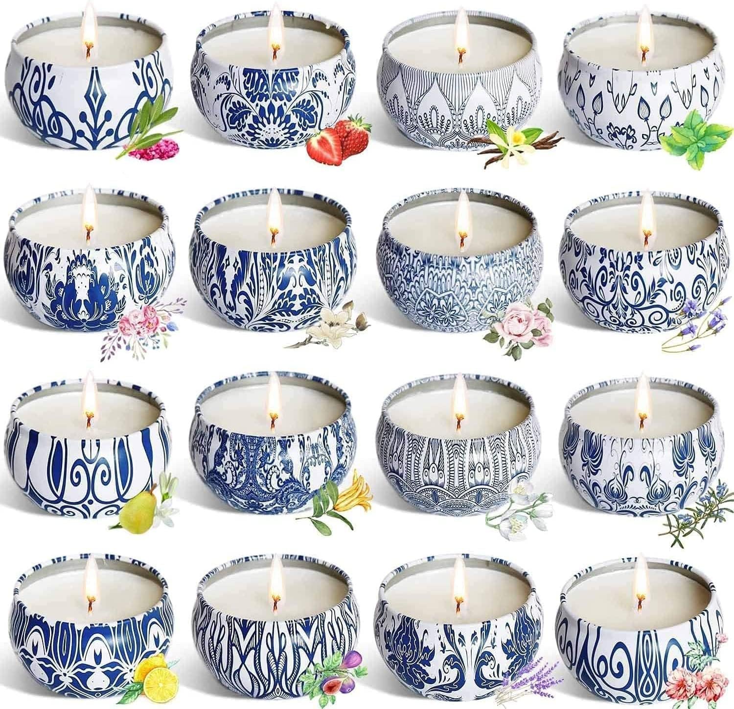 YOROXRG Scented Candles Gifts Set 16 Pack Soy Wax Travel Tin Jar Candles for Home 2.5 OZ for Mom for Christmas, Birthday, Thanksgiving, Mother’s Day