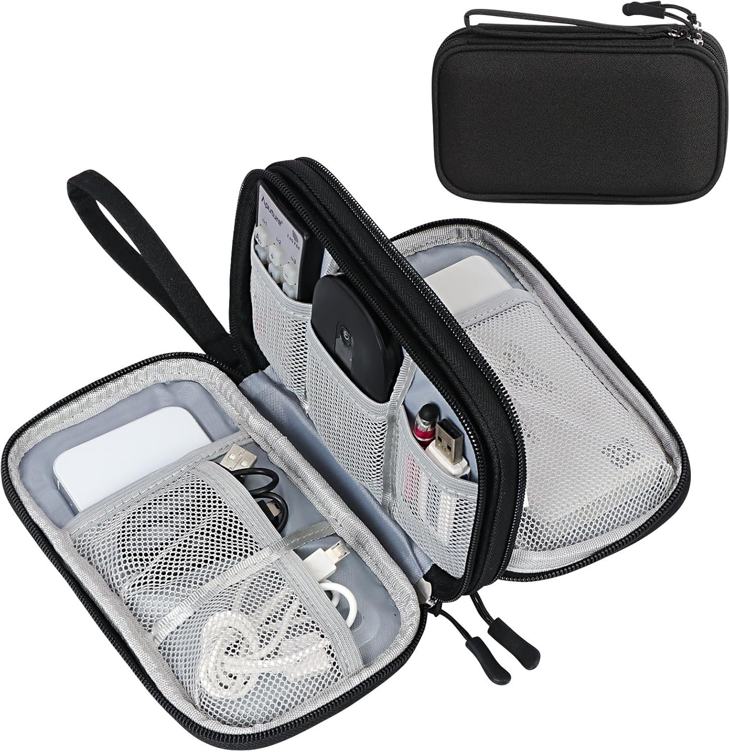 FYY Electronic Organizer, Travel Tech Pouch Bag, Medium, Black