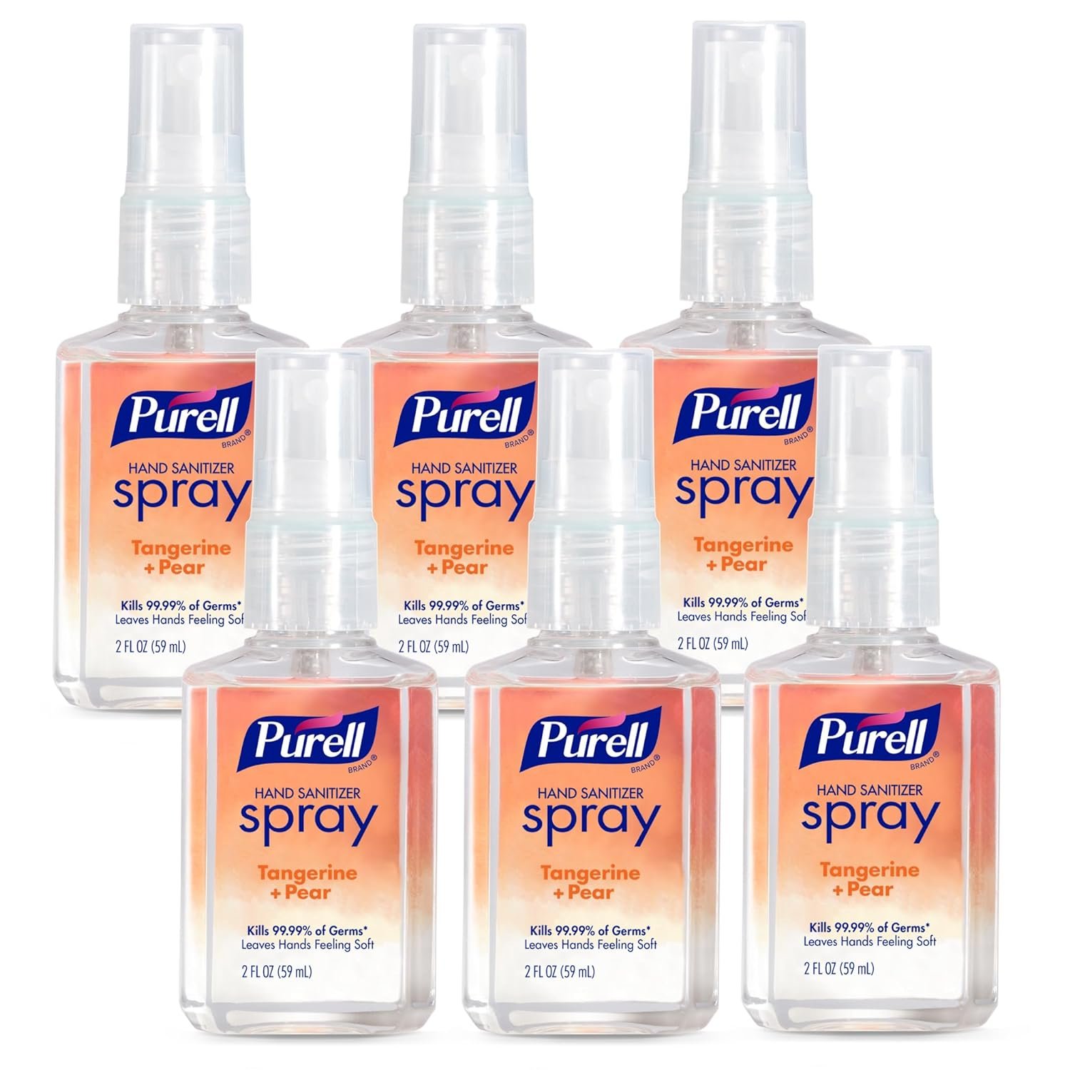 Purell Hand Sanitizer Spray Tangerine+Pear, 6ct x 2fl oz, 2025-04-EC