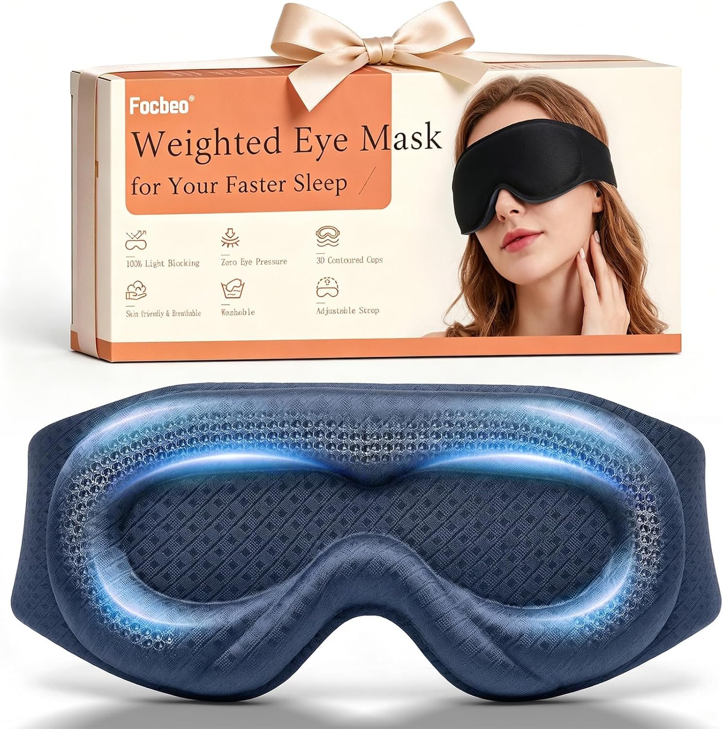 Weighted Eye Mask for Sleeping, 100% Blackout Sleep Mask for Women and Men