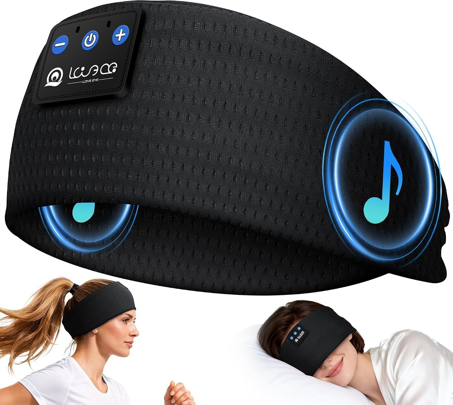 LOVE EYE Sleep Sport Headphones Wireless Bluetooth 5.4 Headband Headphone