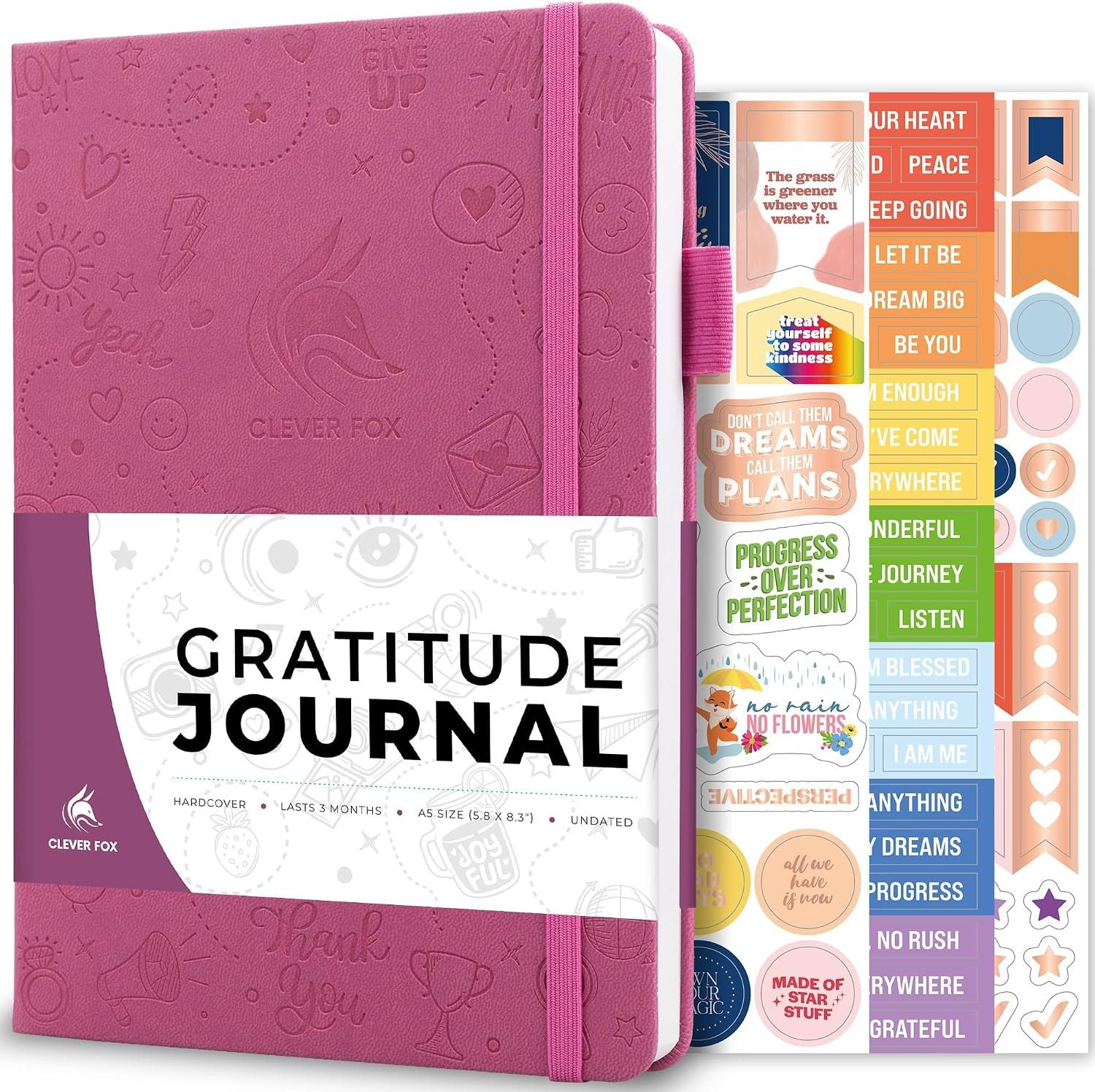Clever Fox Gratitude Journal for Women & Teen Girls, 5.8×8.3 Violet Blossom