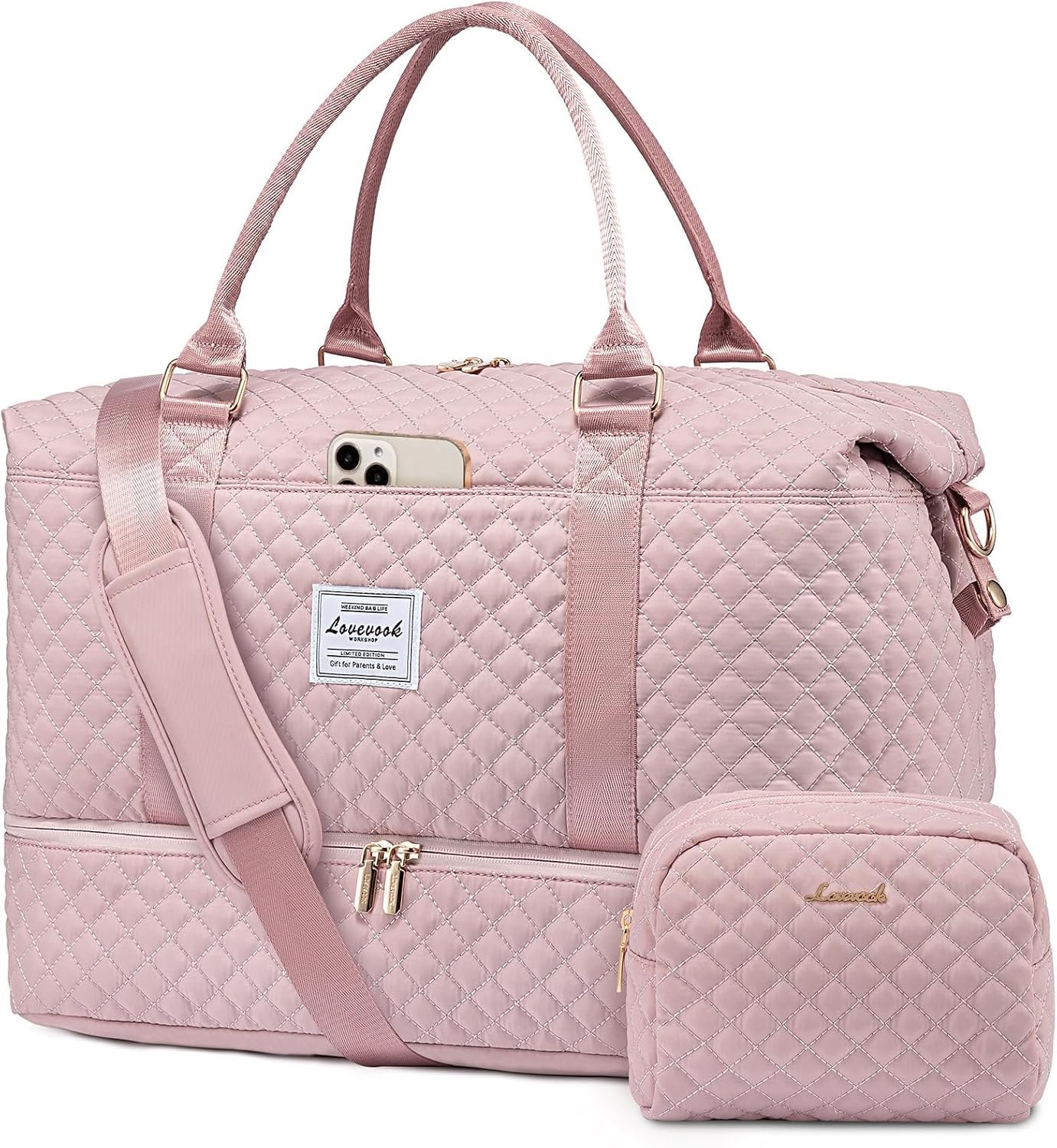 LOVEVOOK Travel Duffle Bag,Weekender Bags for Women with Shoe Compartment，Carry on Overnight Bag with Toiletry Bag,Gym Duffel Bag with Wet Pocket, Hospital Bags for Labor and Delivery