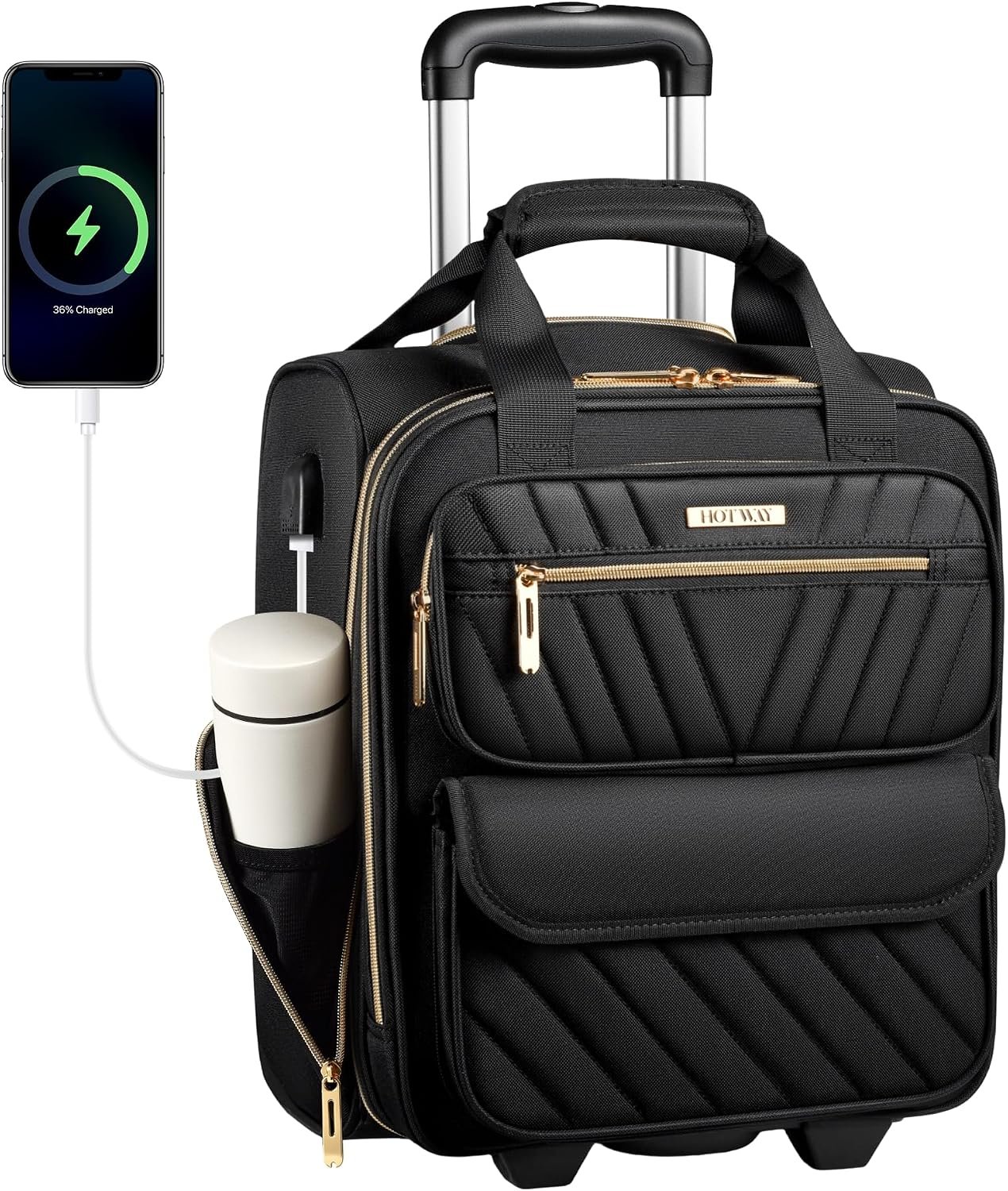 HotWay Softside Underseat Carry On Luggage with Wheels, Rolling Bag