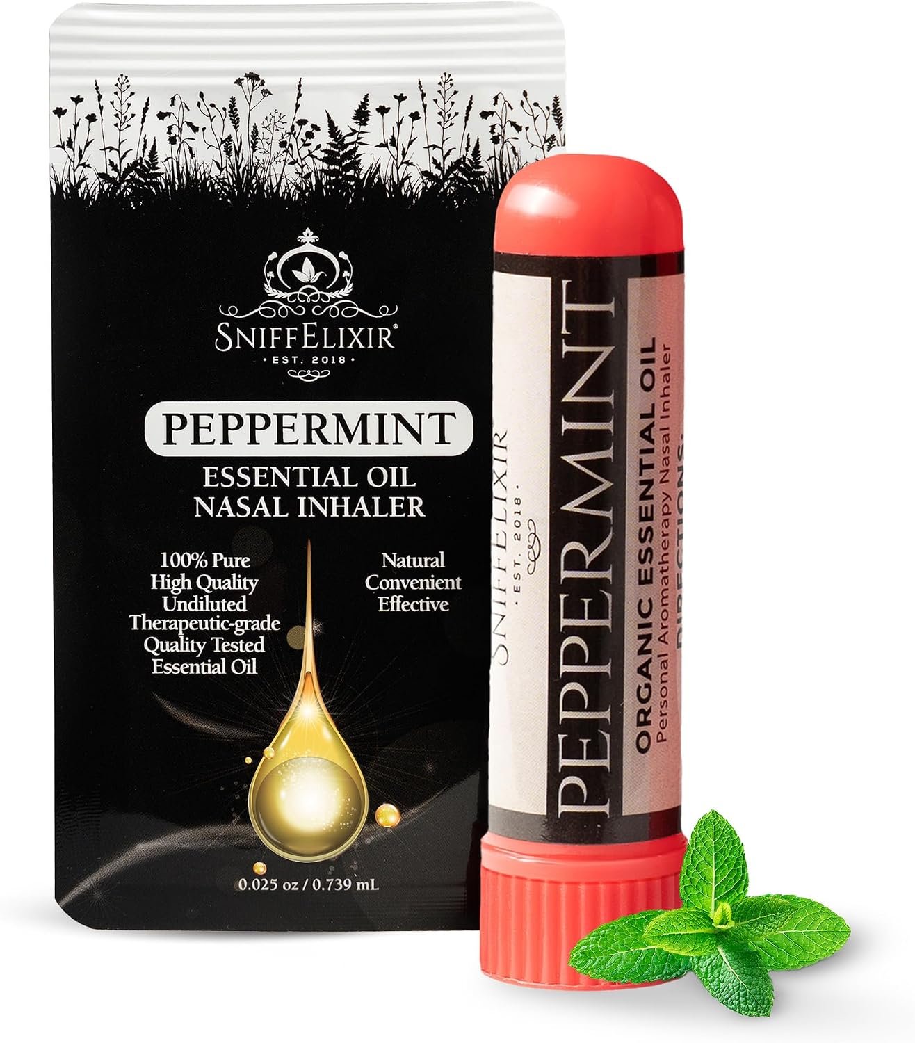 Peppermint Oil Aromatherapy Nasal Stick Vapor Inhaler for Migraine Relief – Nausea & Motion Sickness, USA Made with Organic Essential Oils, Tension Headache