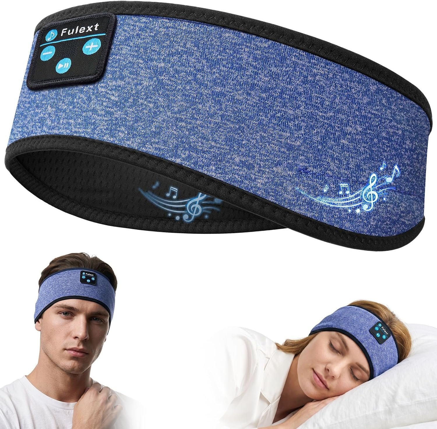 Sleep Headphones Bluetooth 5.4 Headband, Sleeping Headphones with Built-in HD Stereo Speaker for Side Sleepers, Wireless Music Headband Headphones for Sports, Workout, Cool Gadget Gift