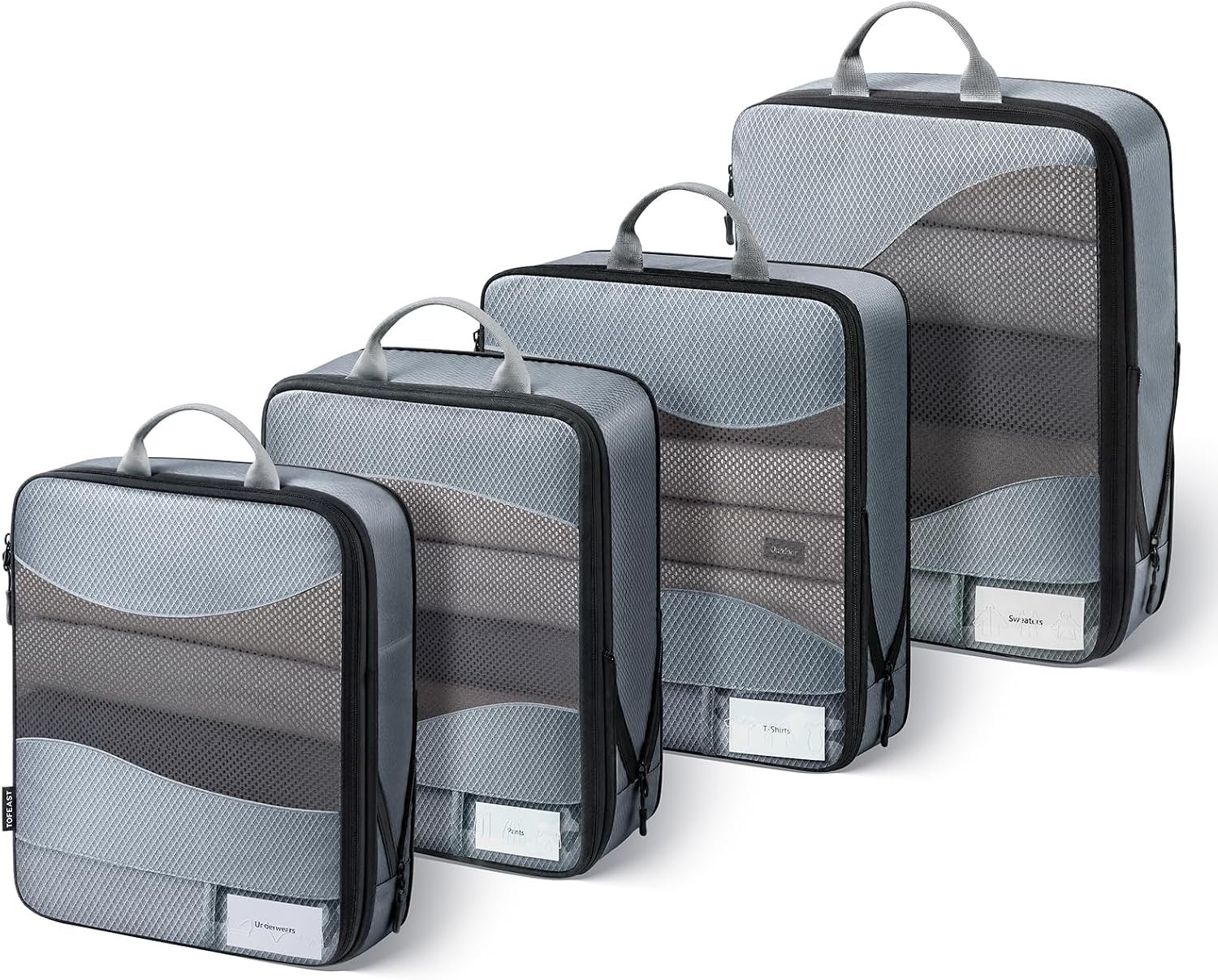 TOPEAST Compression Packing Cubes 4 Set Suitcase Organizer Bags for Travel