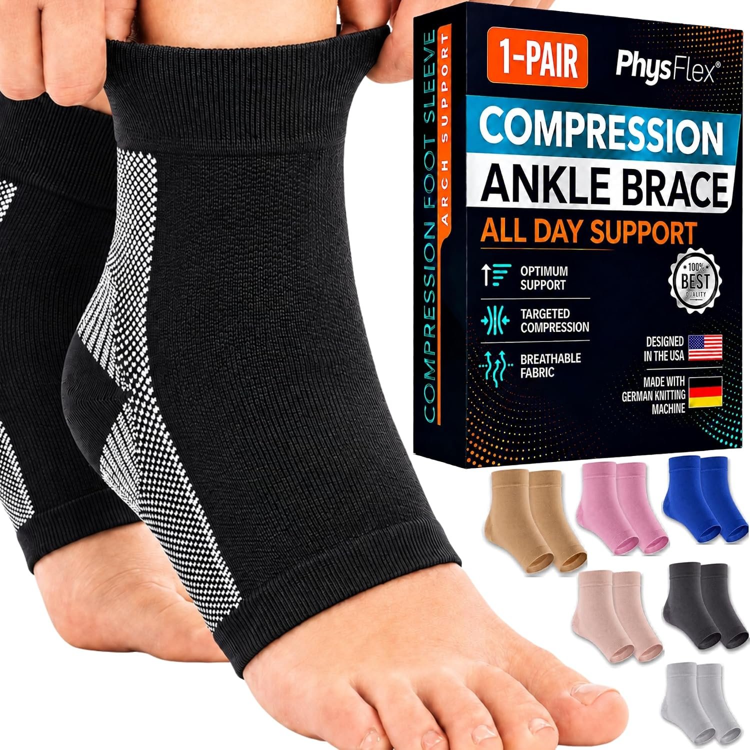 Ankle Brace Socks – Ankle Compression Sleeve – Foot Brace for Women & Men