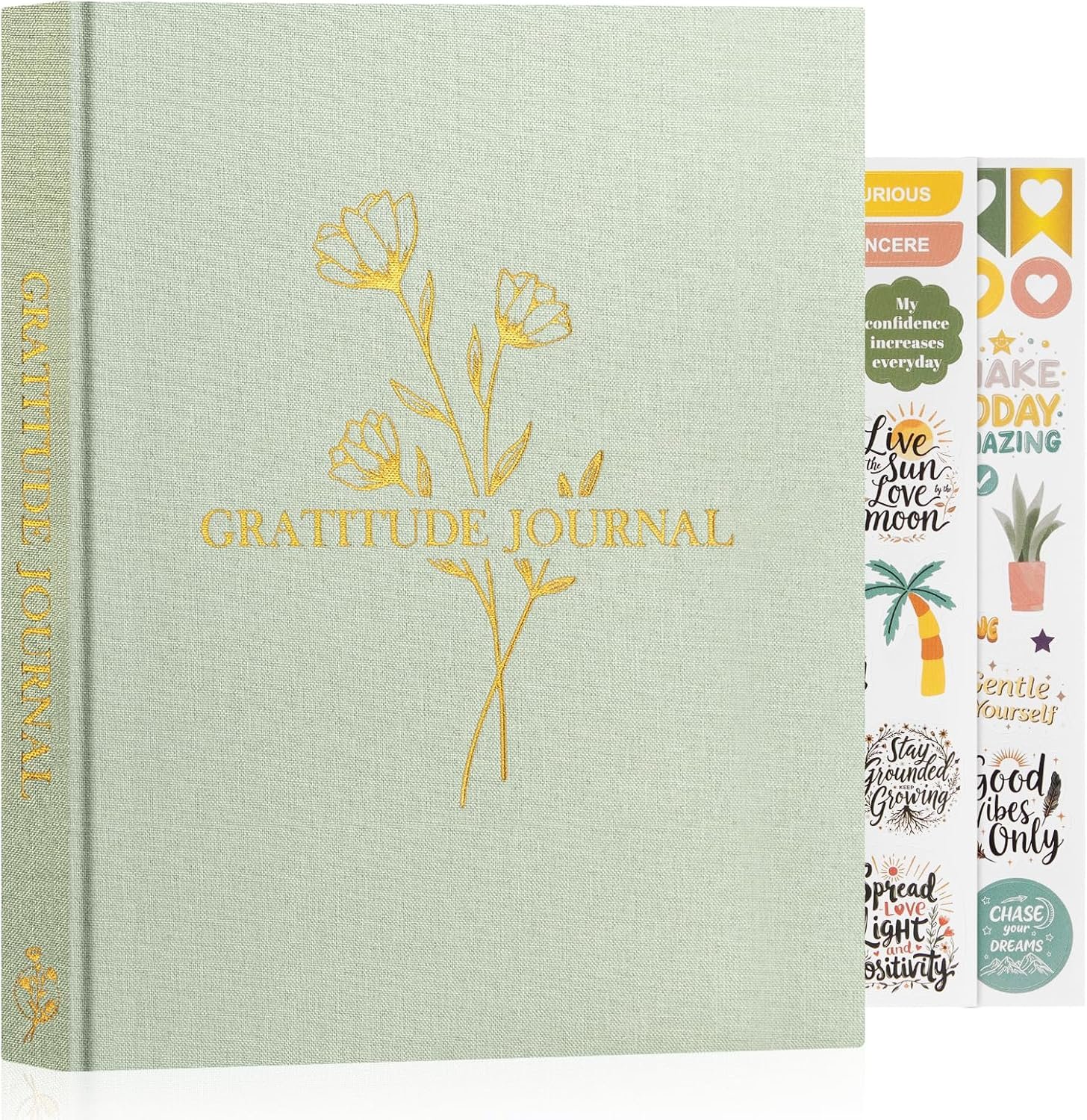 Lanpn Daily Gratitude Journal for Woman Men, 4 Month Mindfulness & Affirmation Planner, 7.8″x9.2″ The 5 Minute Grateful Diary, Guided Reflection with Positivity Prompts Undated Notebook, Sage Green