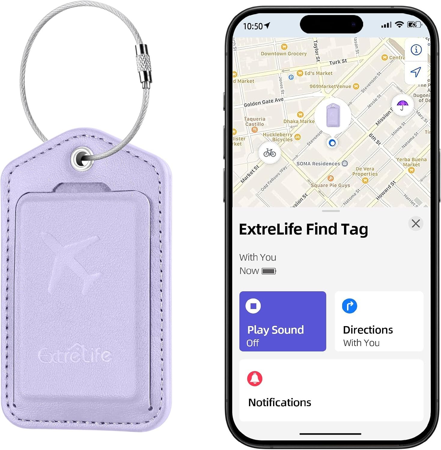 Luggage Tags, Works with Apple Find My, Leather Suitcase Tag, Rechargeable