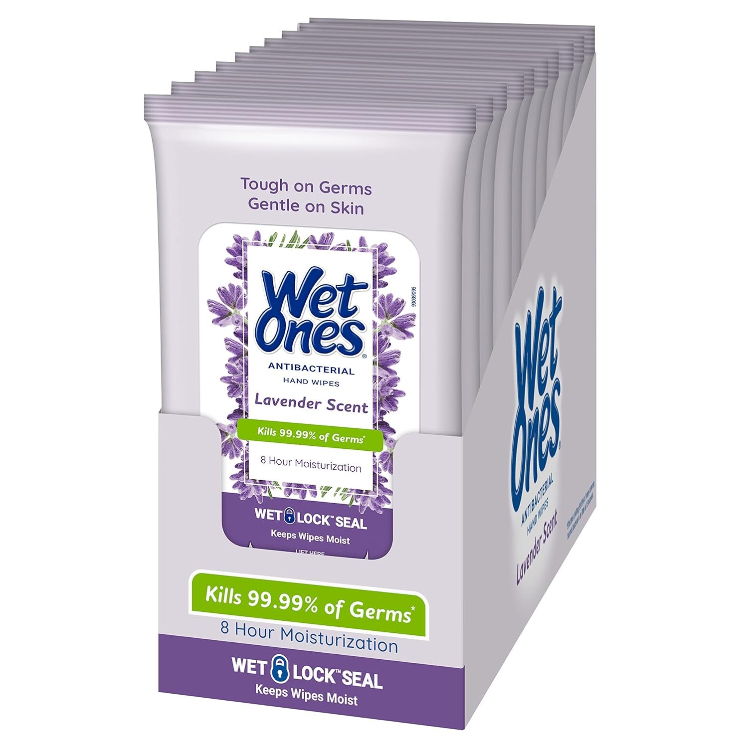 Wet Ones Antibacterial Hand Wipes, Lavender, 20 ct (10 Pack)