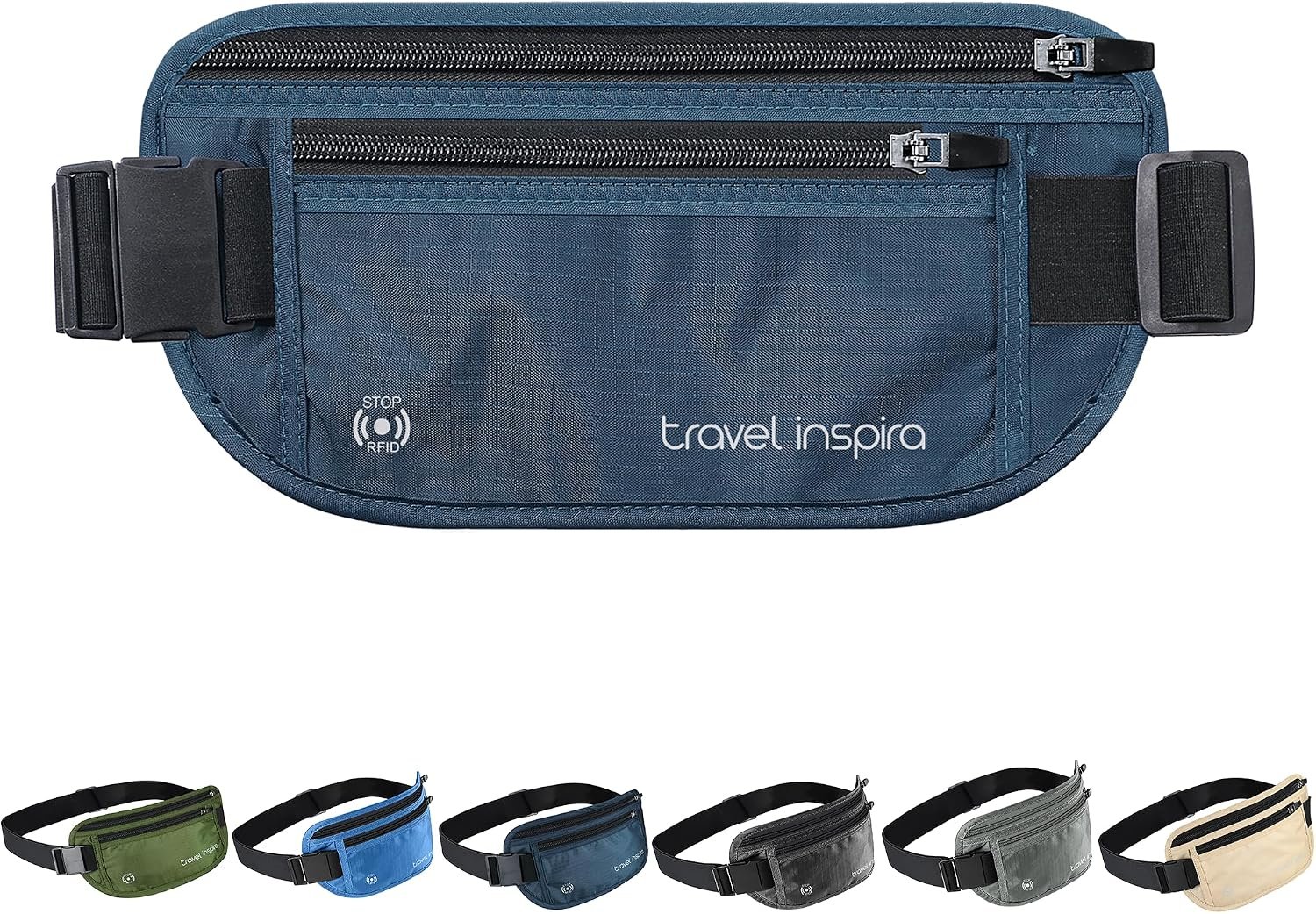 Travel Money Belt with Slim Anti-Theft RFID Passport Holder for Travel
