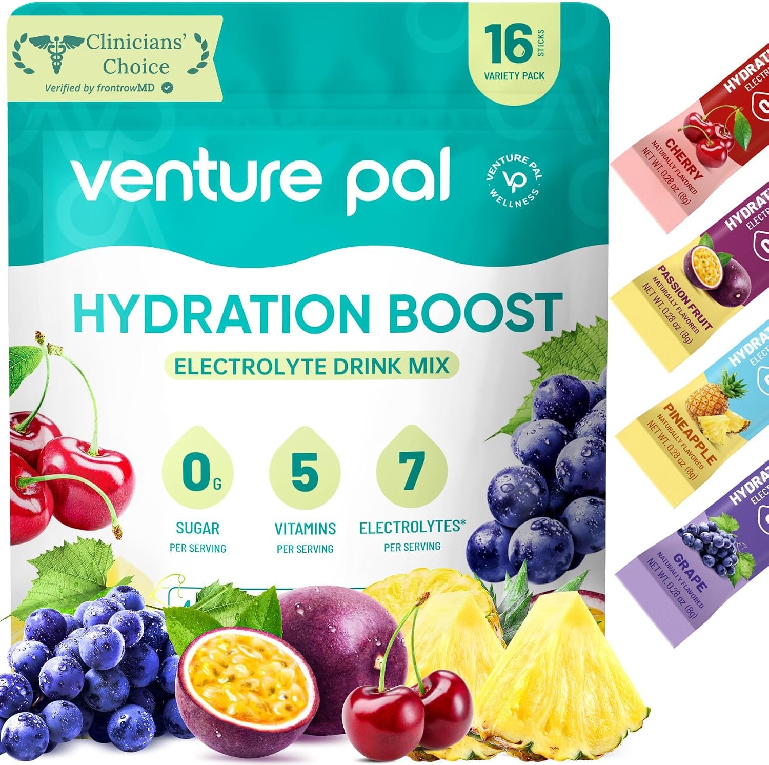 Venture Pal Sugar Free Electrolyte Packet, Liquid Daily IV Hydration Powder