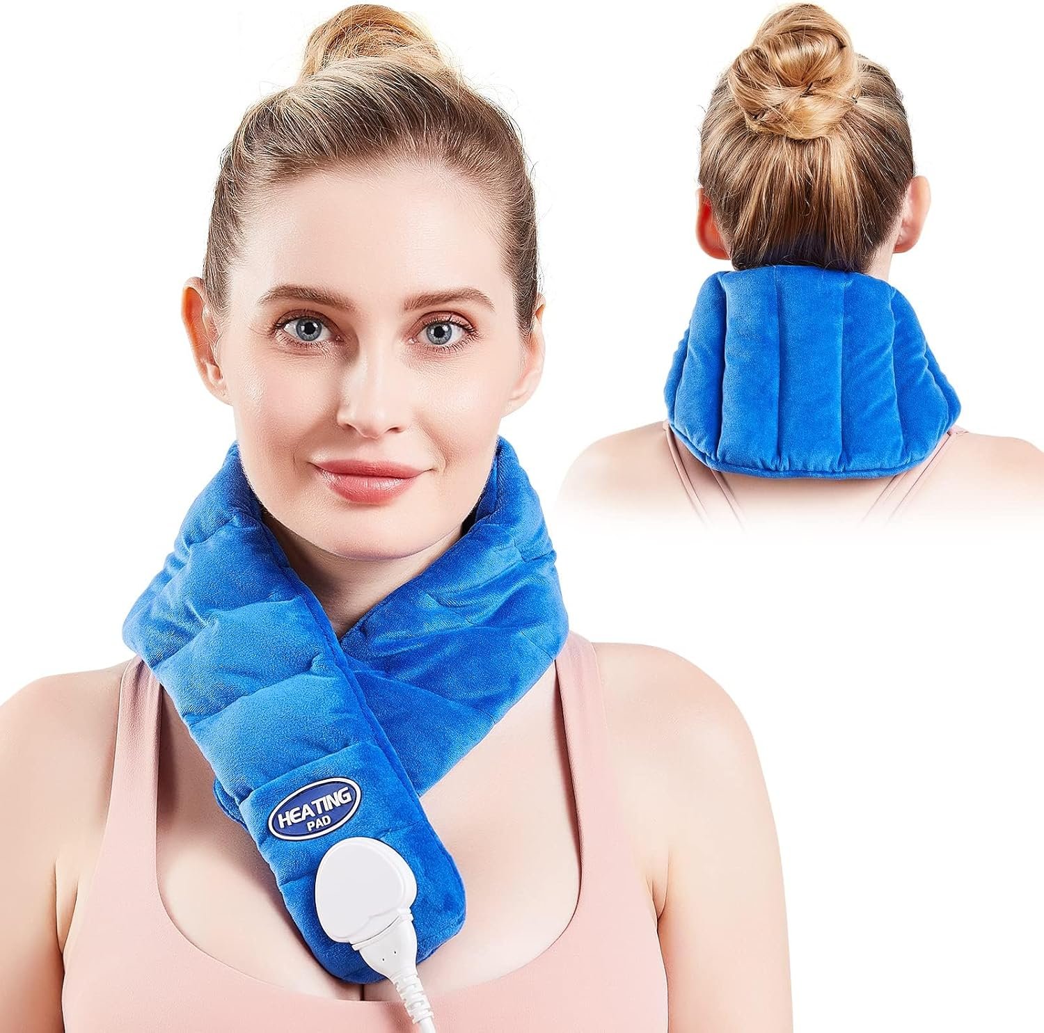 JOBYNA Neck Heating Pad, Hands-Free Electric Heated Neck Wrap for Neck Pain Relief, Upgraded Fast Neck Heat Pad, 10-90min Timer with Countdown, 86-158℉ Adjustable Temperature (Universal Size)