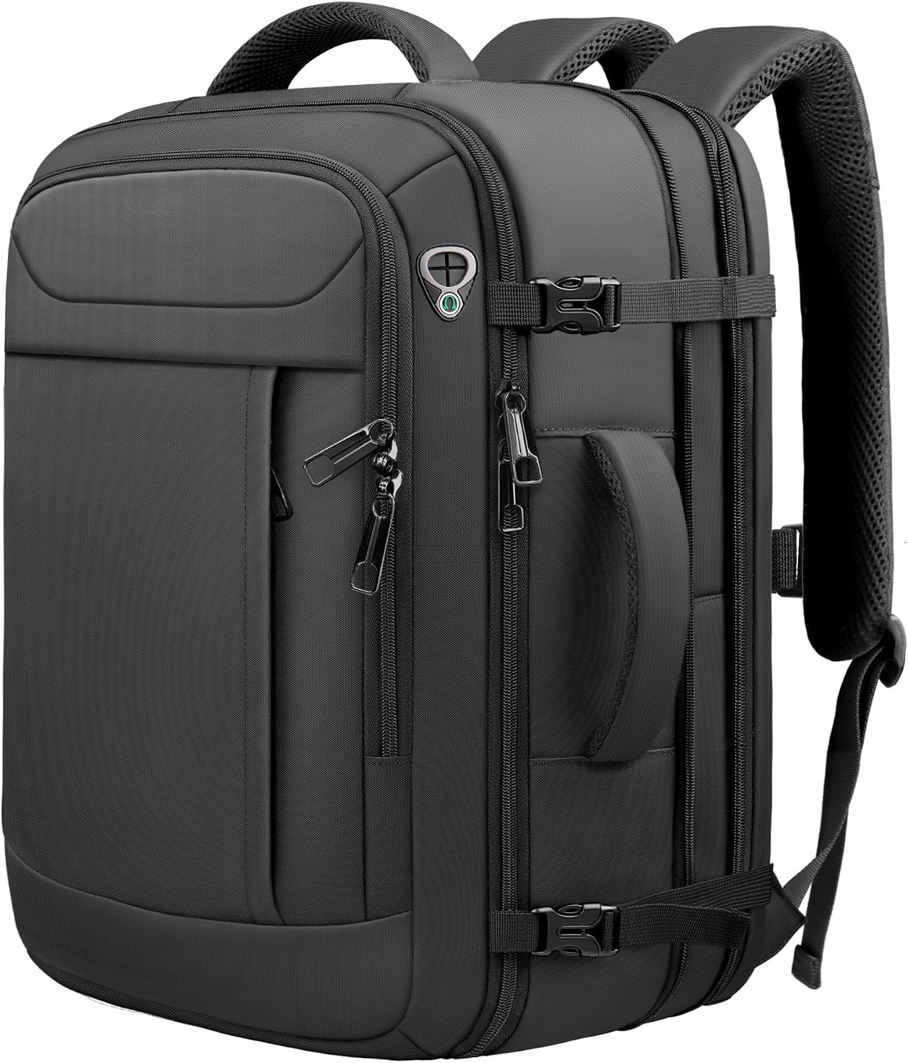 45L Travel Backpack for Men, Expandable Carry On Backpack, Black