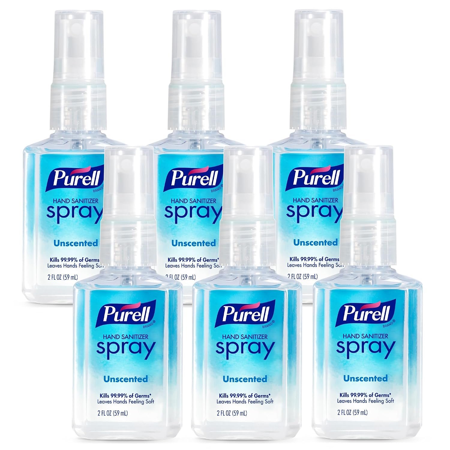 Purell Hand Sanitizer Spray Unscented, Travel Size 6ct x 2fl oz, 2023-04-EC
