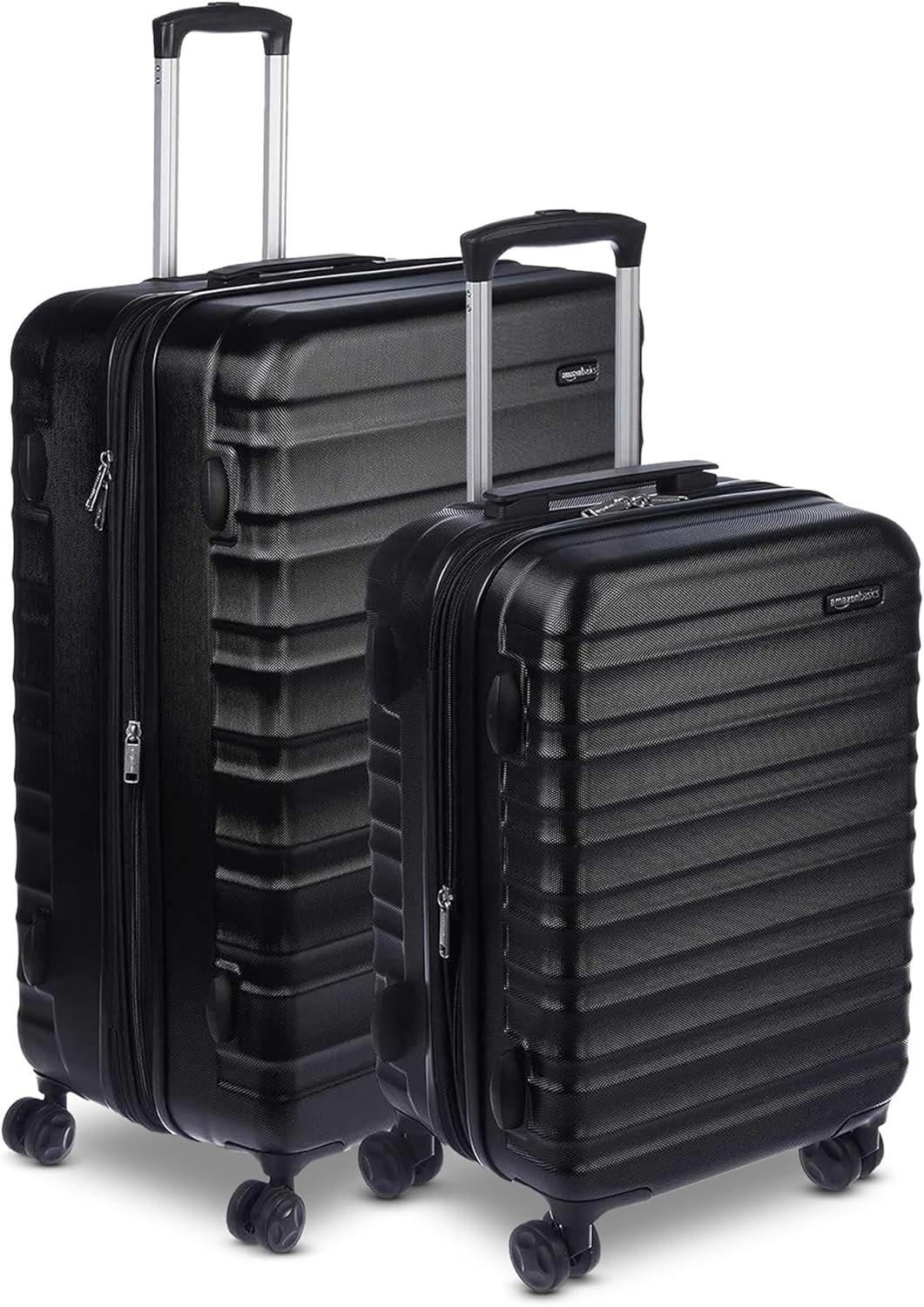 Amazon Basics 2-Piece Hardside Luggage Set (21″ Carry-on, 30″), Expandable Suitcases with Spinner Wheels, Scratch-Resistant Surface, Black