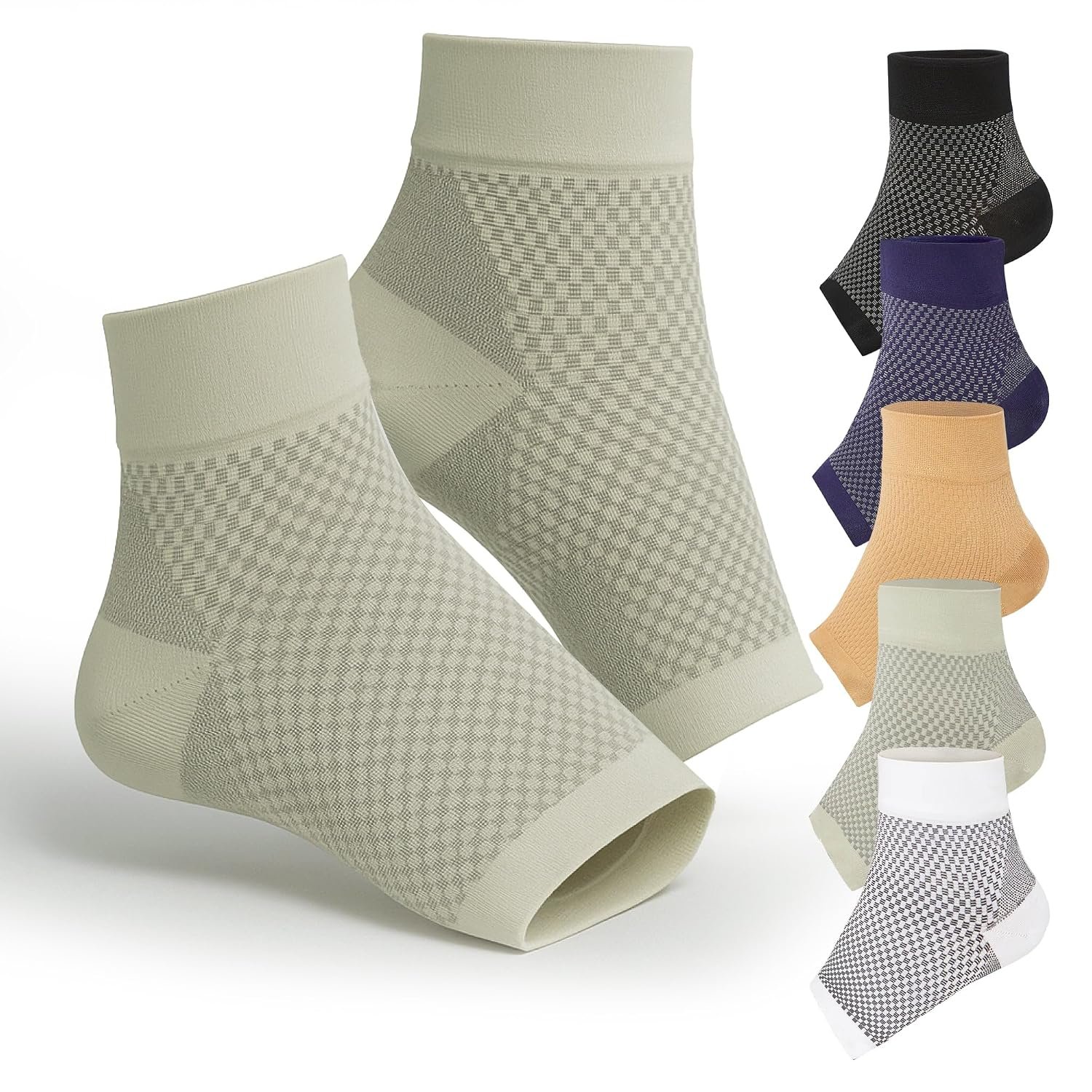 Ankle Compression Sleeve for Plantar Fasciitis & Achilles Tendonitis Relief – Open Toe Support Socks Reduce Foot Pain, Heel Spurs & Swelling – Everyday Comfort – Grey – X-Large