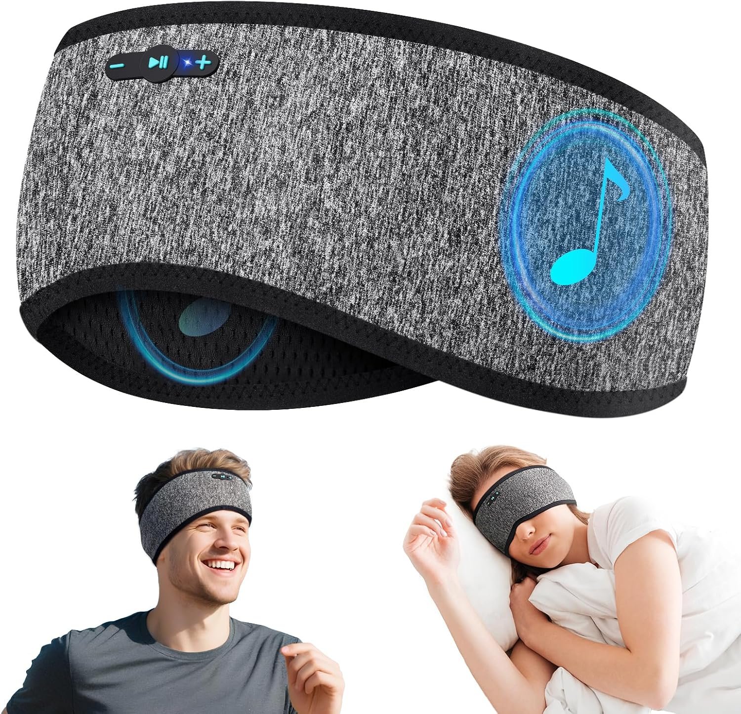 Sleep Headphones Bluetooth 6.0 Headband for Side Sleepers (Grey)