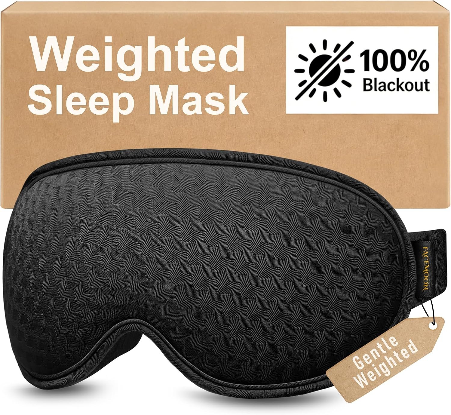 Weighted Sleep Mask, 3D Blackout Eye Mask, Deep Cups, Black