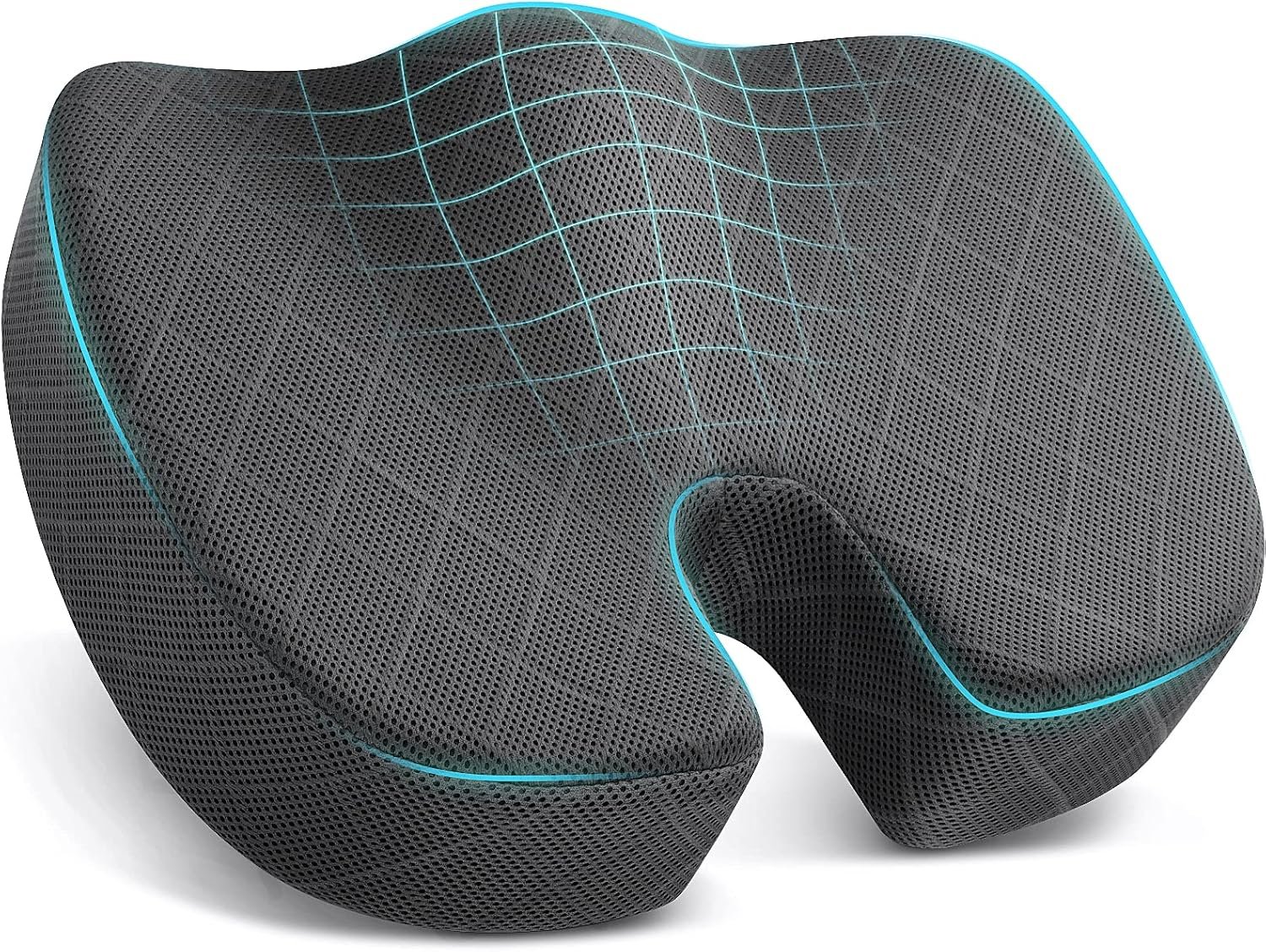 TushGuard Seat Cushion, Memory Foam Office Chair Cushion – Grey, Large