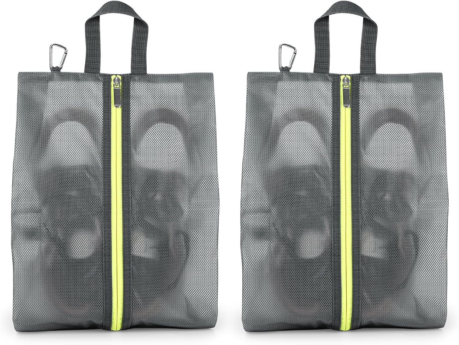 2 Pack Shoe Bags for Travel, Sneaker Bags, Waterproof Travel Shoe Bags with Zipper for Packing, Golf Shoe Dust Bags for Man and Women, Medium, Grey