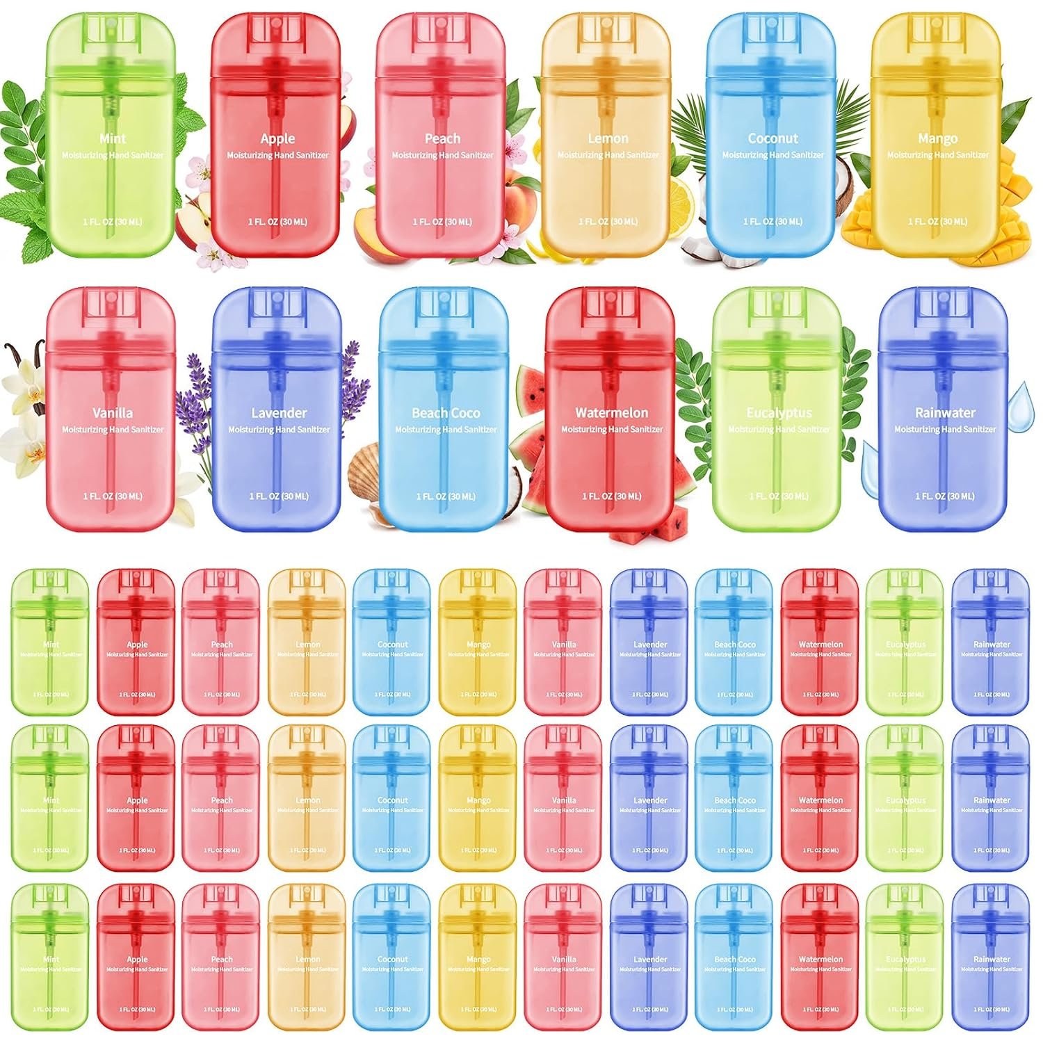Frienda 48 Pack Mini Mist Hand Sanitizer Spray Bulk 1 oz Travel Size Hand Sanitizer Pocket with Tags Employee Appreciation Gifts for Team Teacher Coworker Staff Nurse