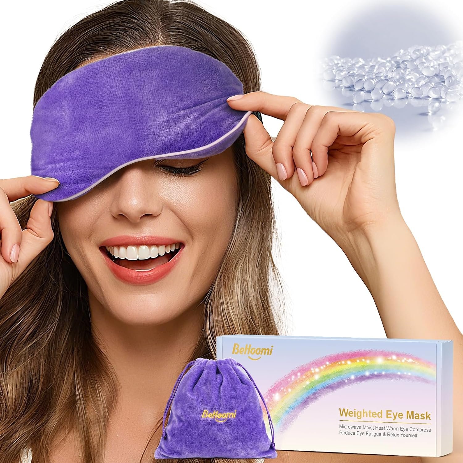 BeHoomi Cooling & Heated Eye Mask, Weighted Eye Mask for Sleeping, Purple