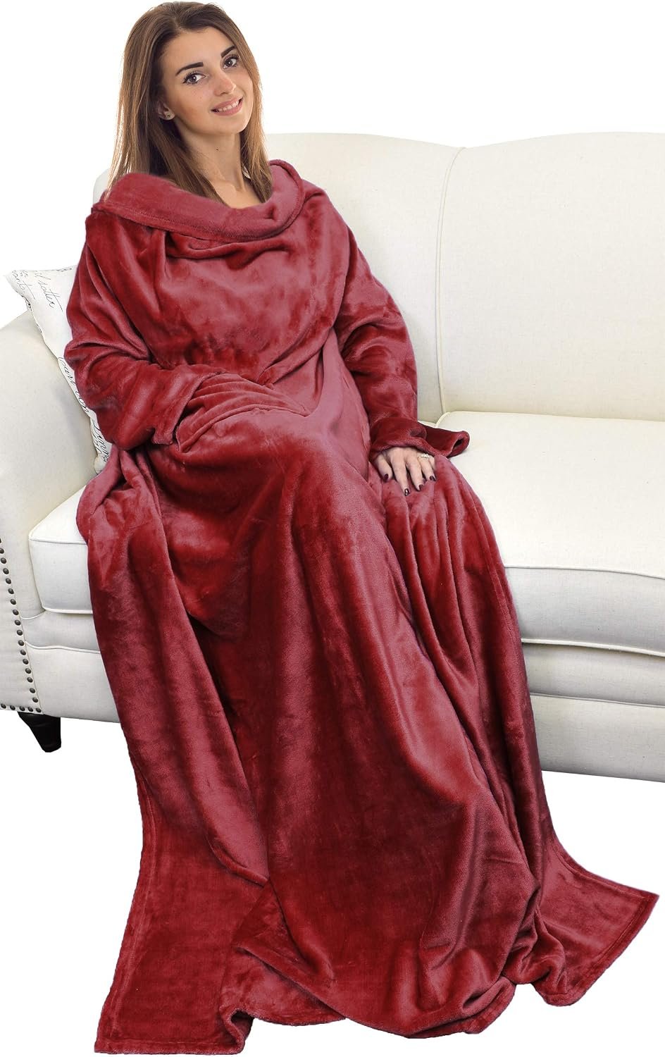 Catalonia Wearable Blanket with Sleeves for Women & Men, Fleece Wrap Throw