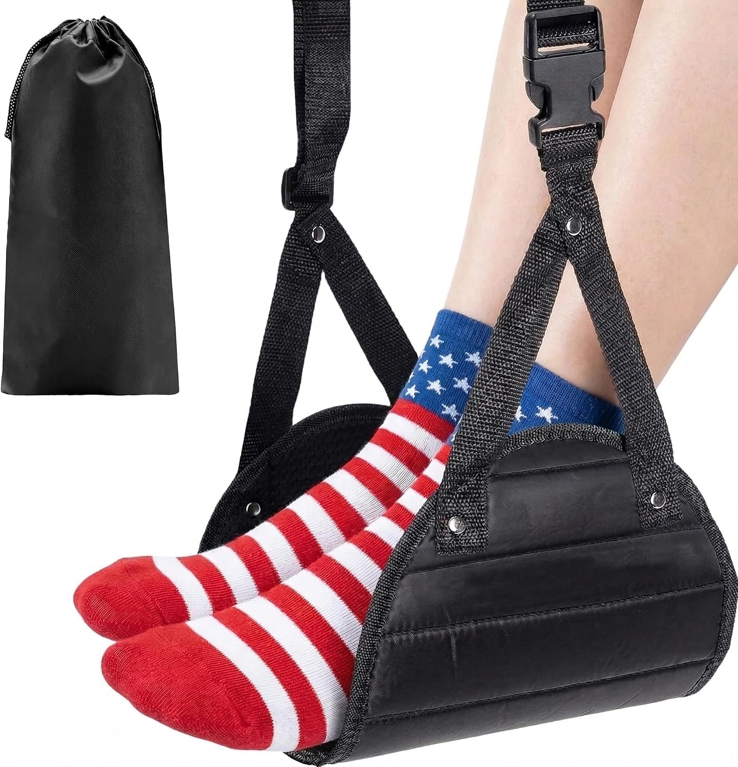 Airplane Foot Hammock,Footrest Hammock for Plane Travel,Black,1 Pack