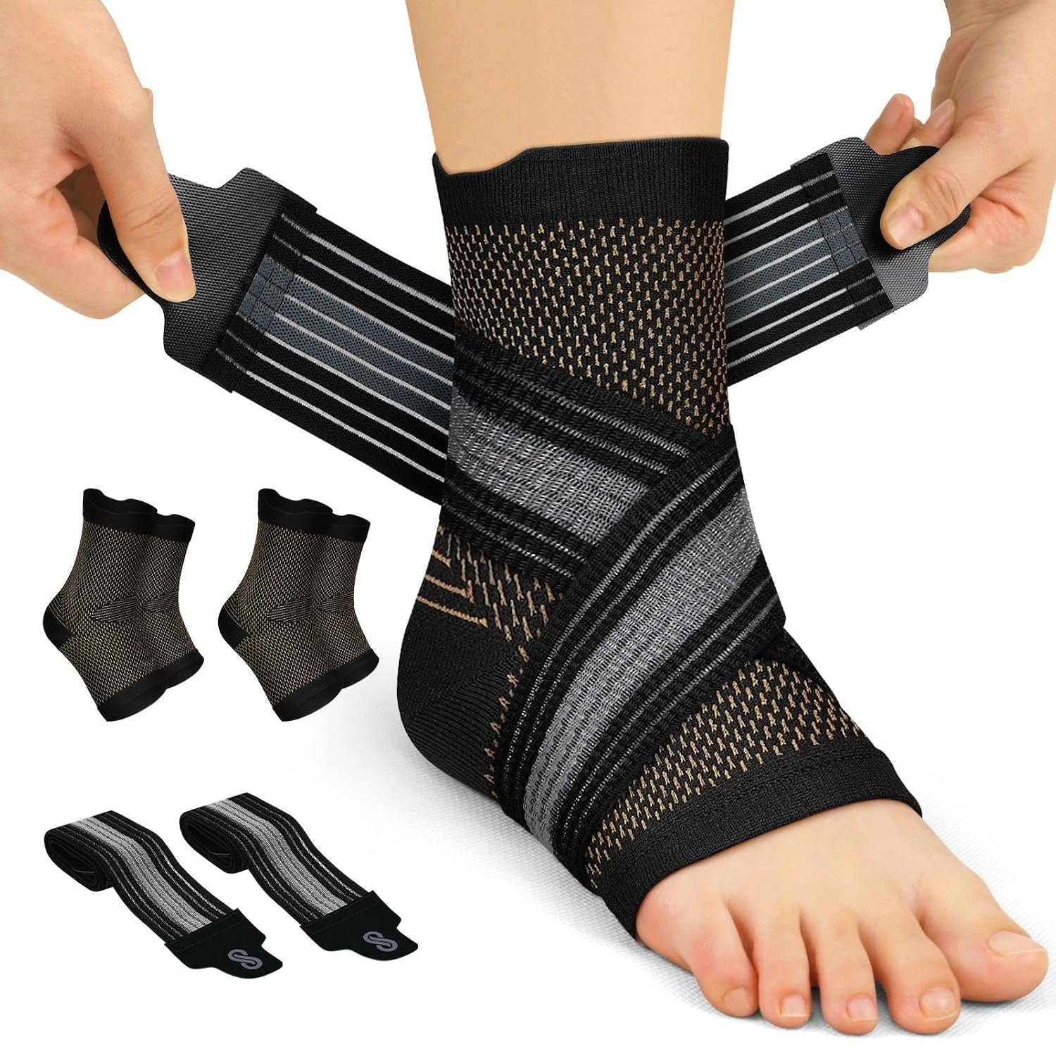 2 Pairs Ankle Braces for Men & Women, Support for Plantar Fasciitis Relief