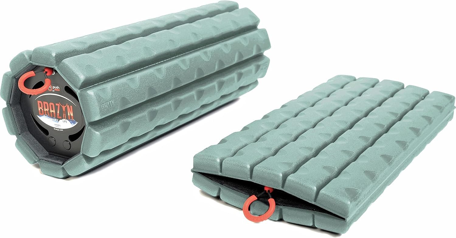Brazyn Morph Foam Roller: Collapsible Travel Foam Roller for Back Pain Relief, Workout Muscle Recovery, Back Massager, Deep Tissue Leg Massage, Back Cracker (Sage, Traditional)