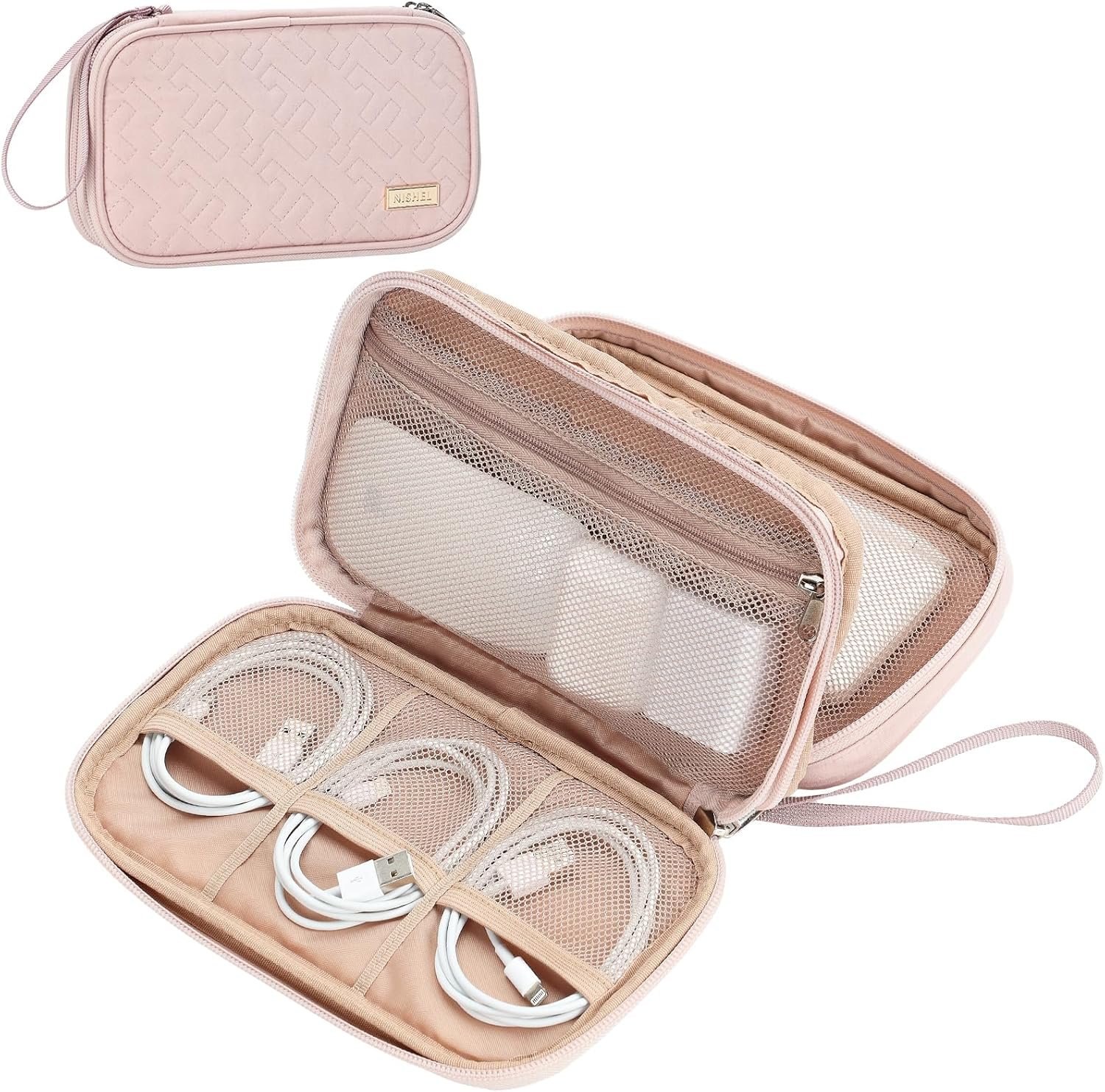 NISHEL Electronics Travel Organizer Cord Case, Charger Cable Tech Bag