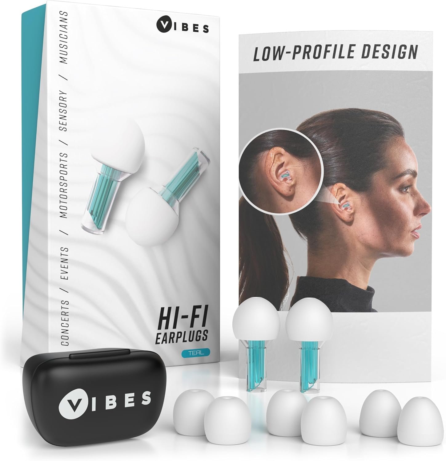 Vibes High Fidelity Ear Plugs – Invisible Earplugs for Music Concerts, Musicians, Motorcycles, Airplanes, Raves, and Work – Noise Reduction and Hearing Protection – Fits All Ears – Teal