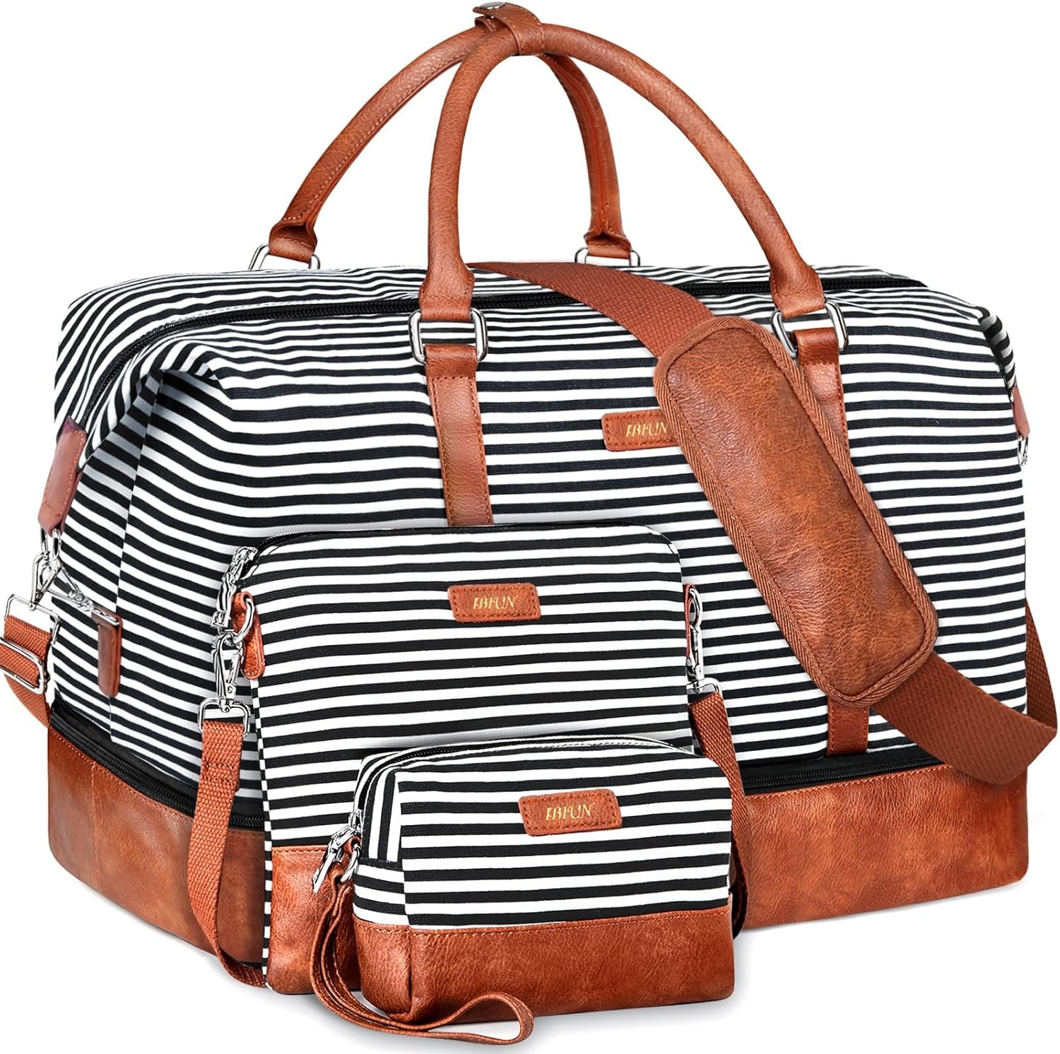 IBFUN Weekender Bags for Women, 21″ Travel Duffle Bag with Shoe Compartment